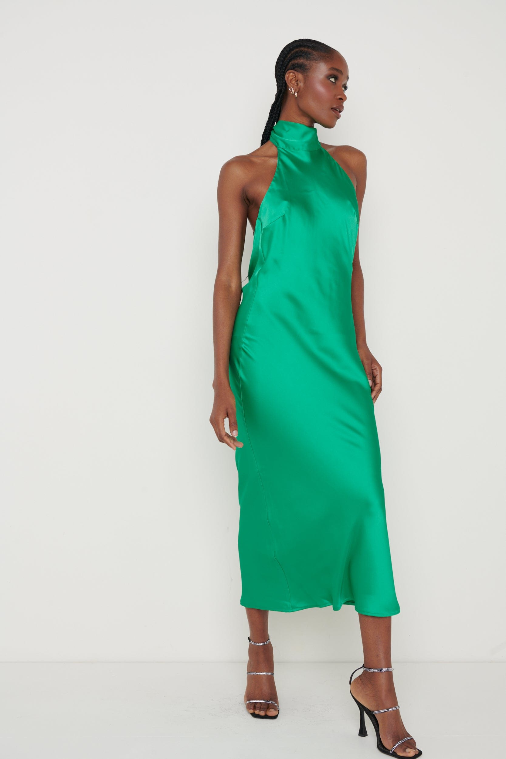 Raleigh Recycled Cowl Back Midaxi Dress - Emerald Green