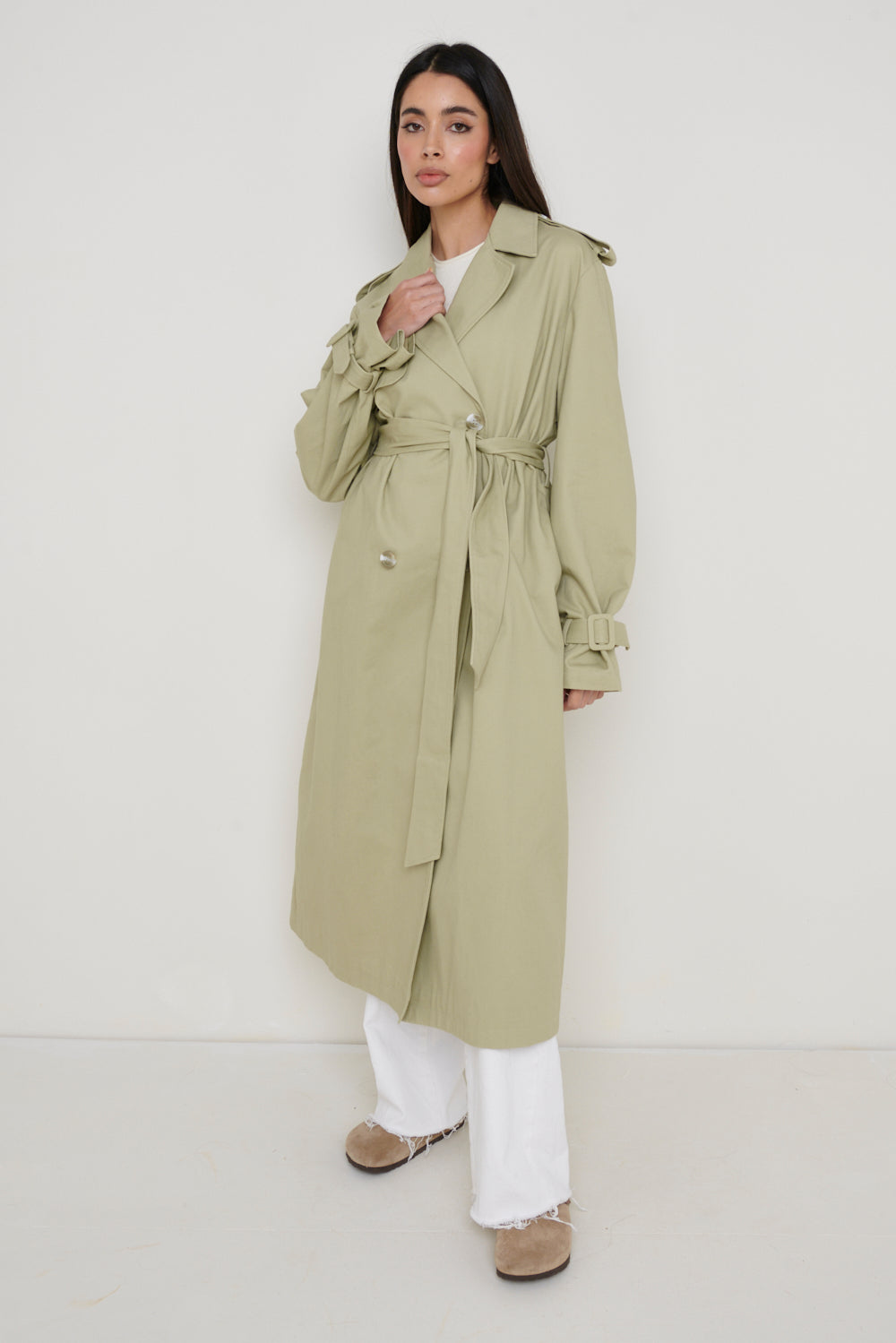 River Oversized Trench - Olive