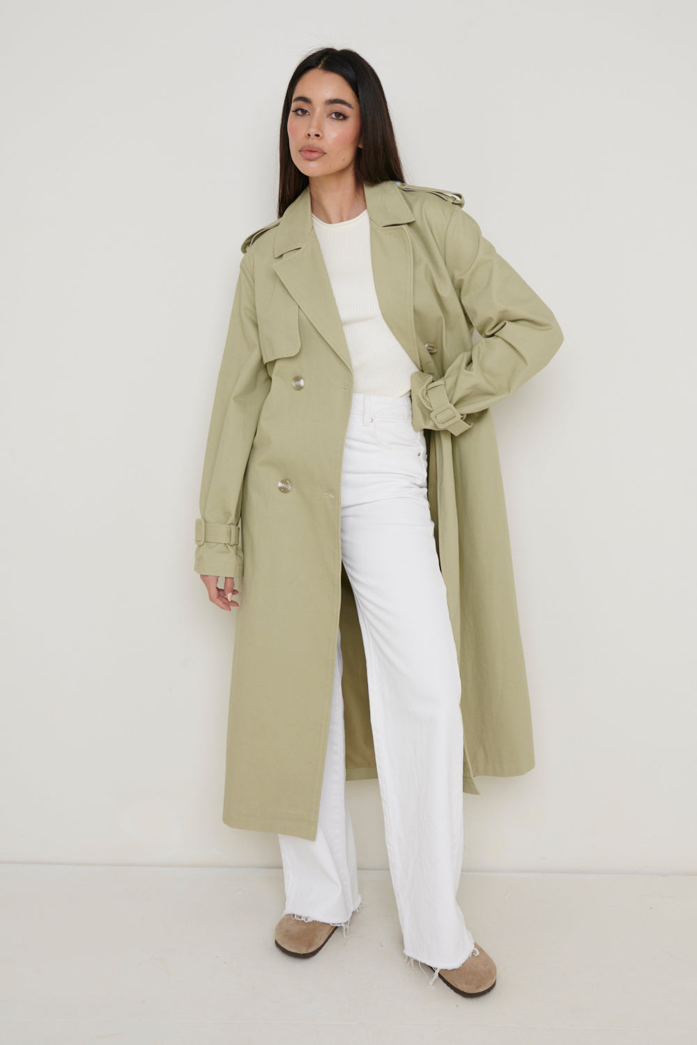 River Oversized Trench - Olive