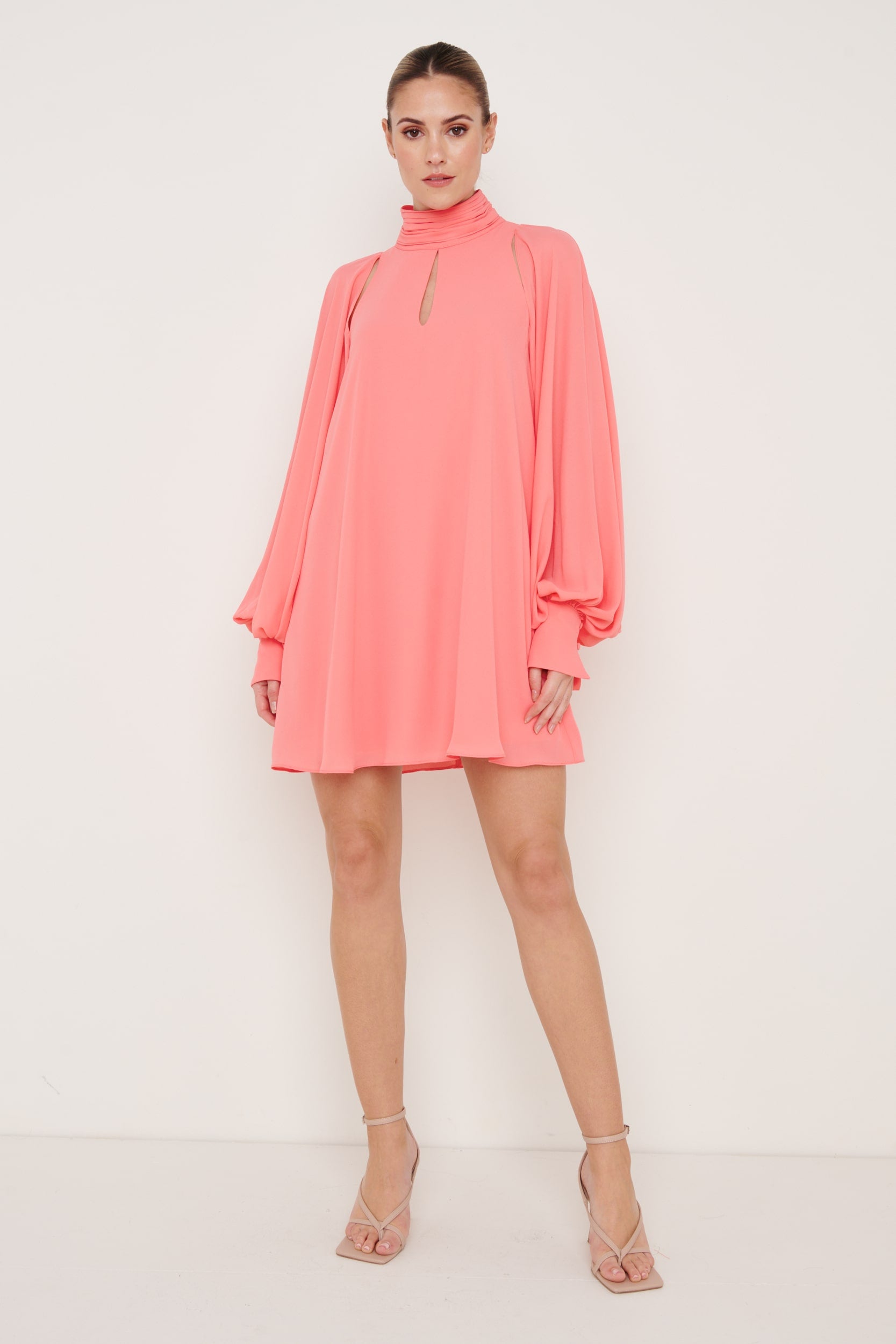 Romy Chiffon Mini Dress - Coral