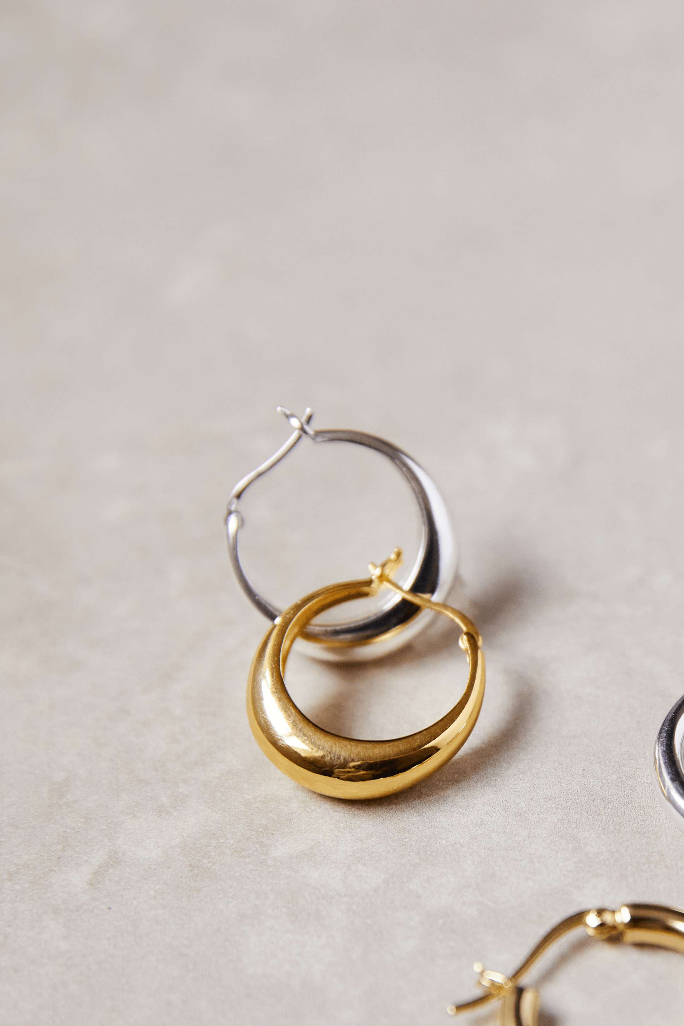 Eloma Boat Shaped Earrings - Recycled Silver Gold Plated