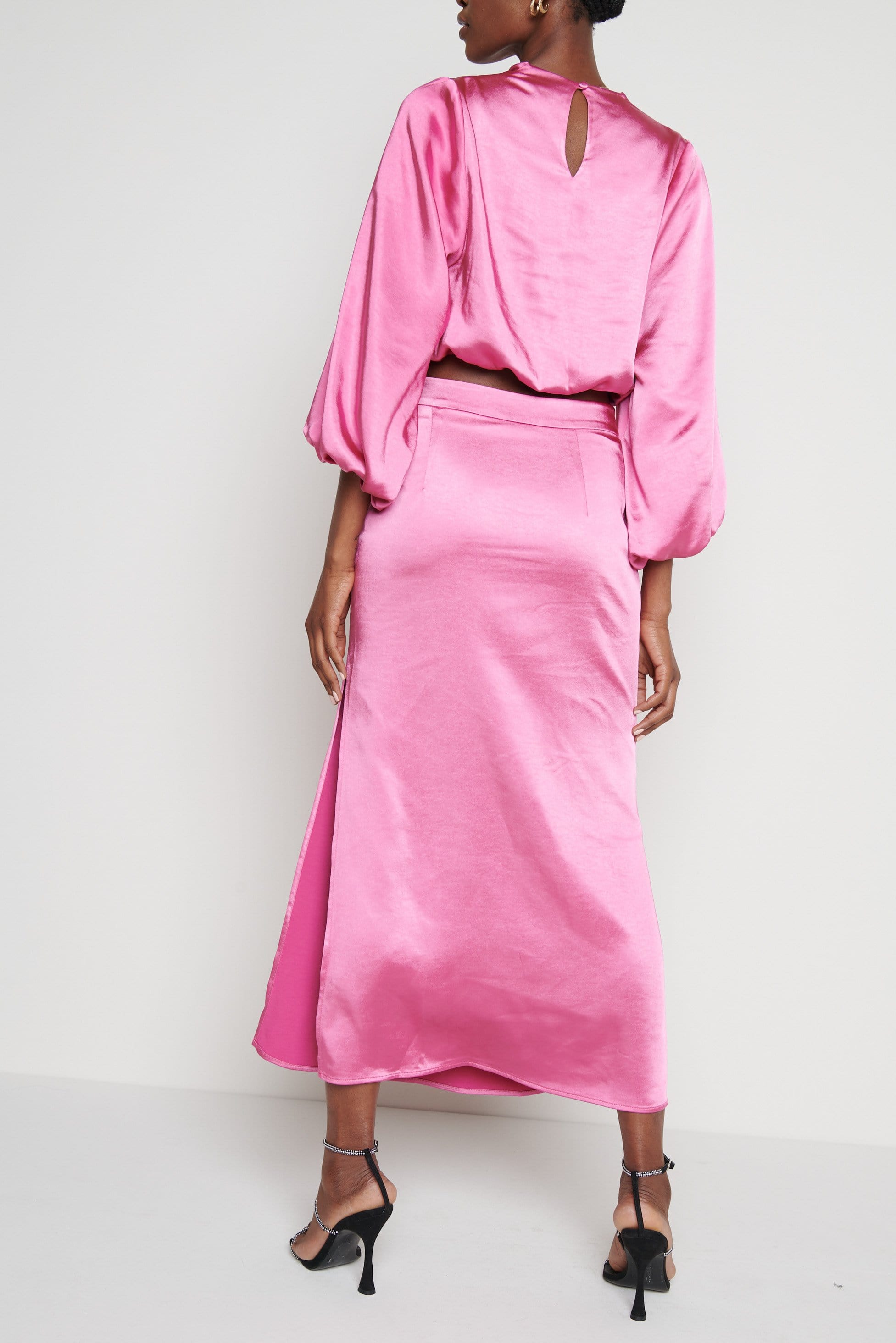 Yasmin Slit Midaxi Skirt - Millenial Pink