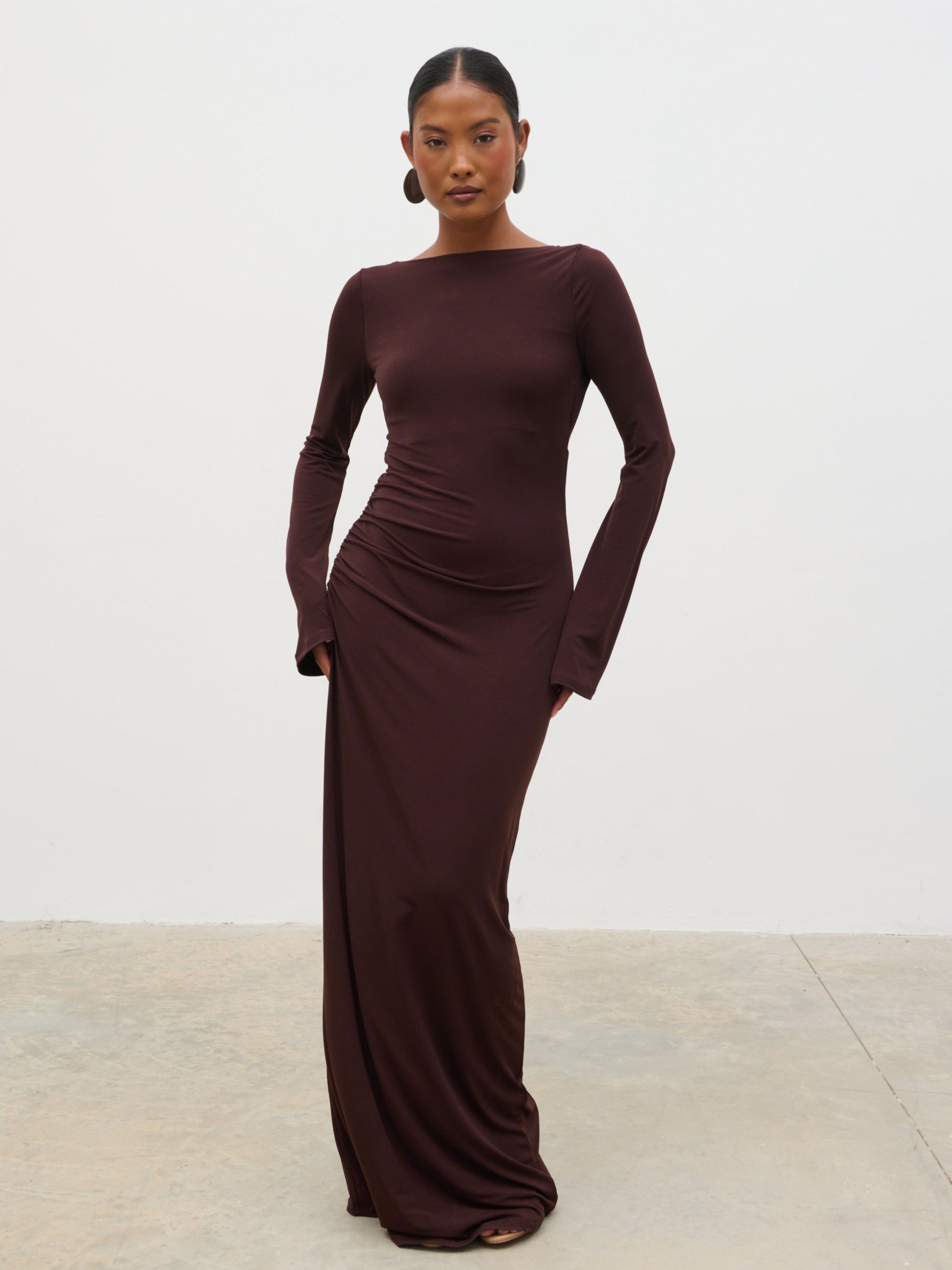 Malika olive elegant cowl back bridesmaid dress main image 0