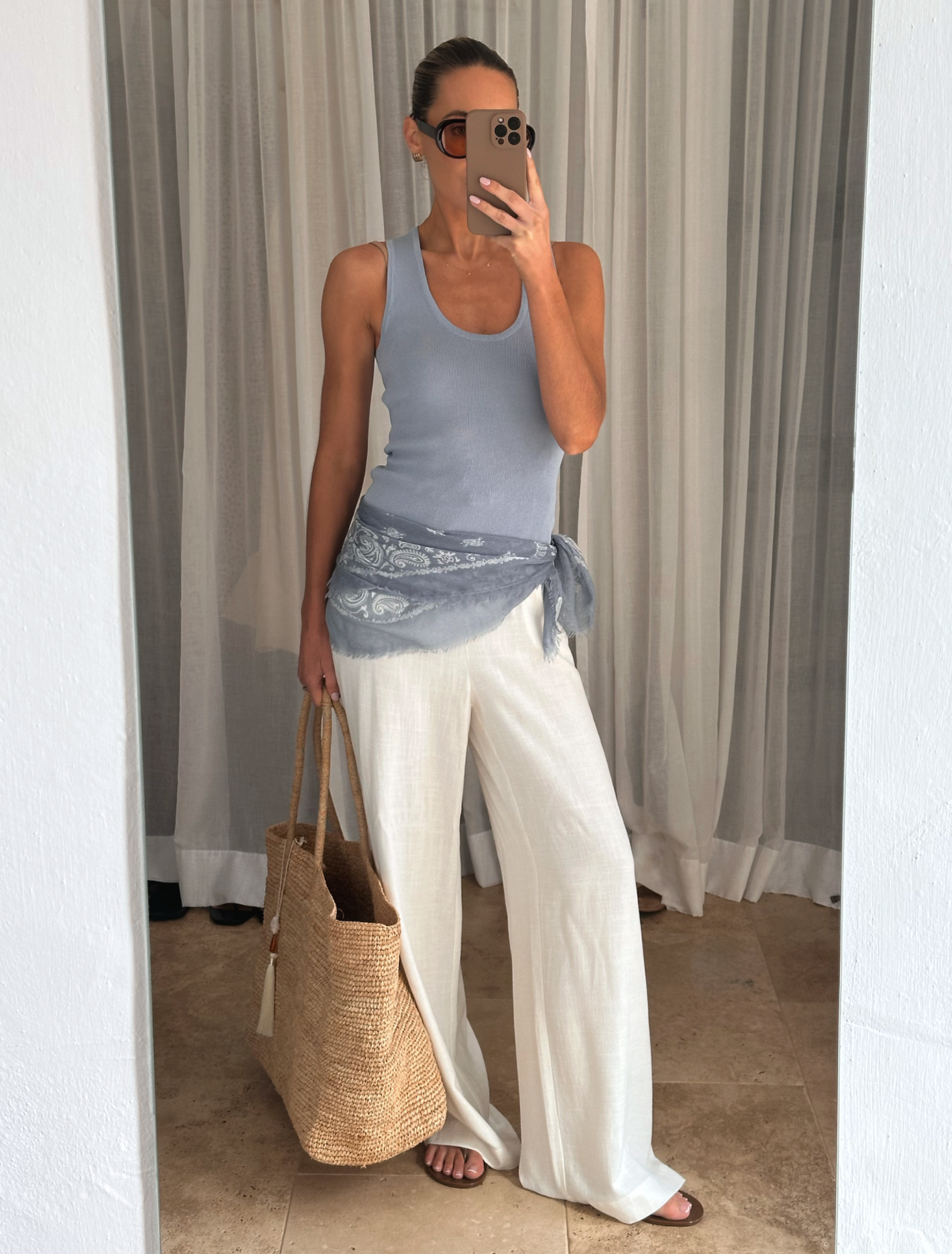 Nessa Drawstring Linen Blend Trousers