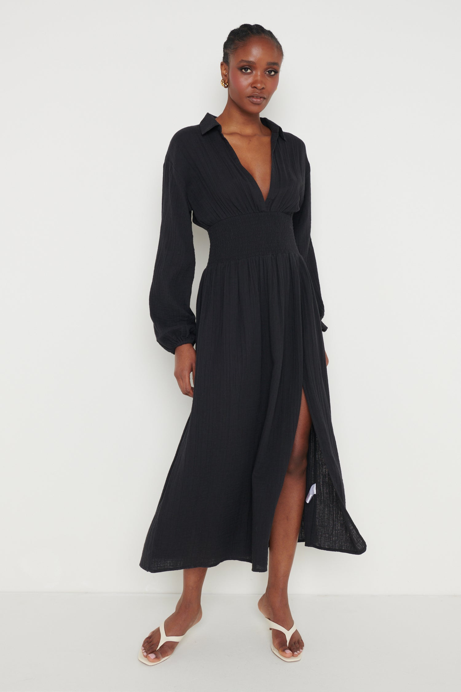 Loretta Shirred Midaxi Dress - Black – Pretty Lavish