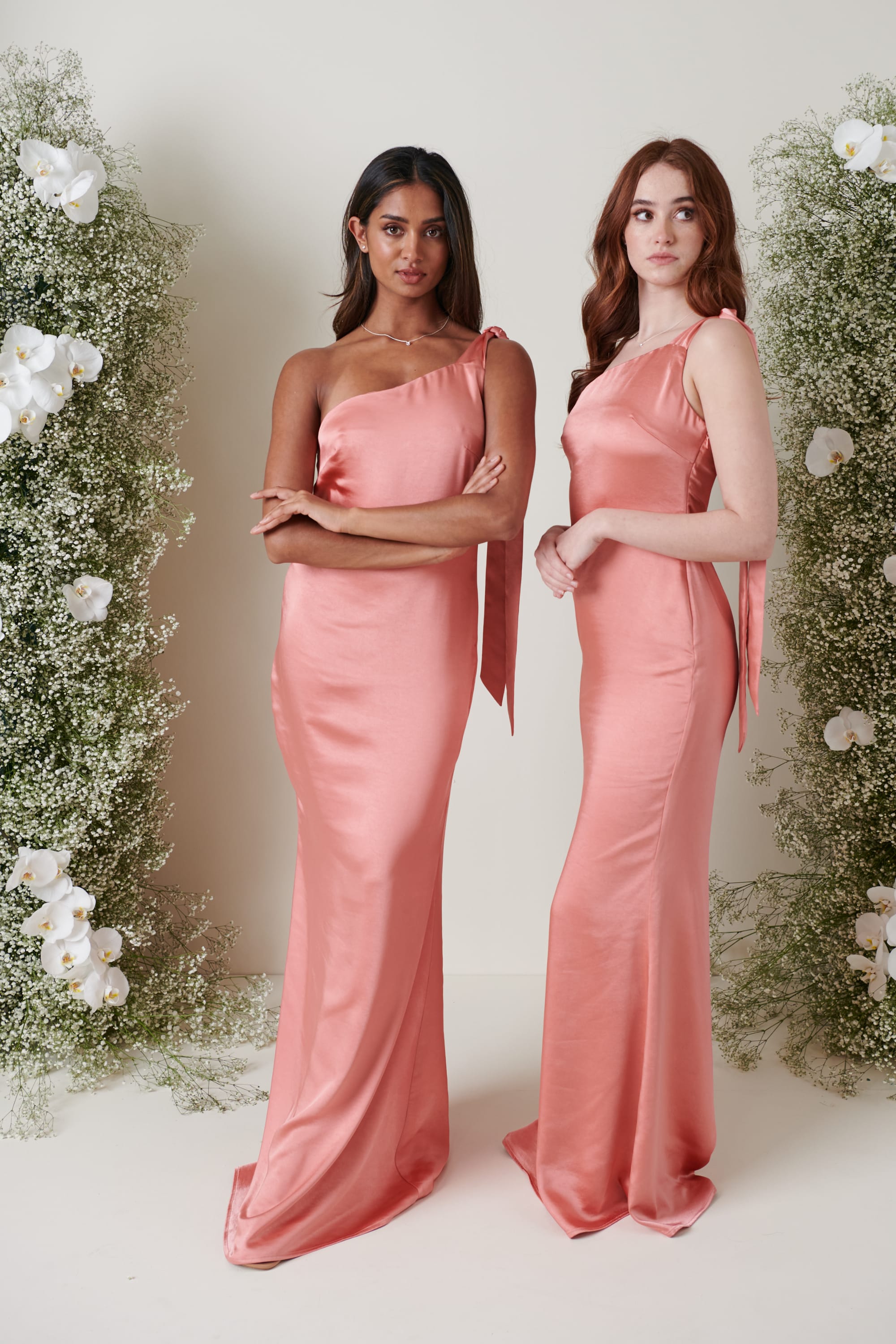 Amelia Tie Maxi Bridesmaid Dress - Matte Apricot Pink Amelia Tie Maxi Bridesmaid Dress - Matte Apricot Pink