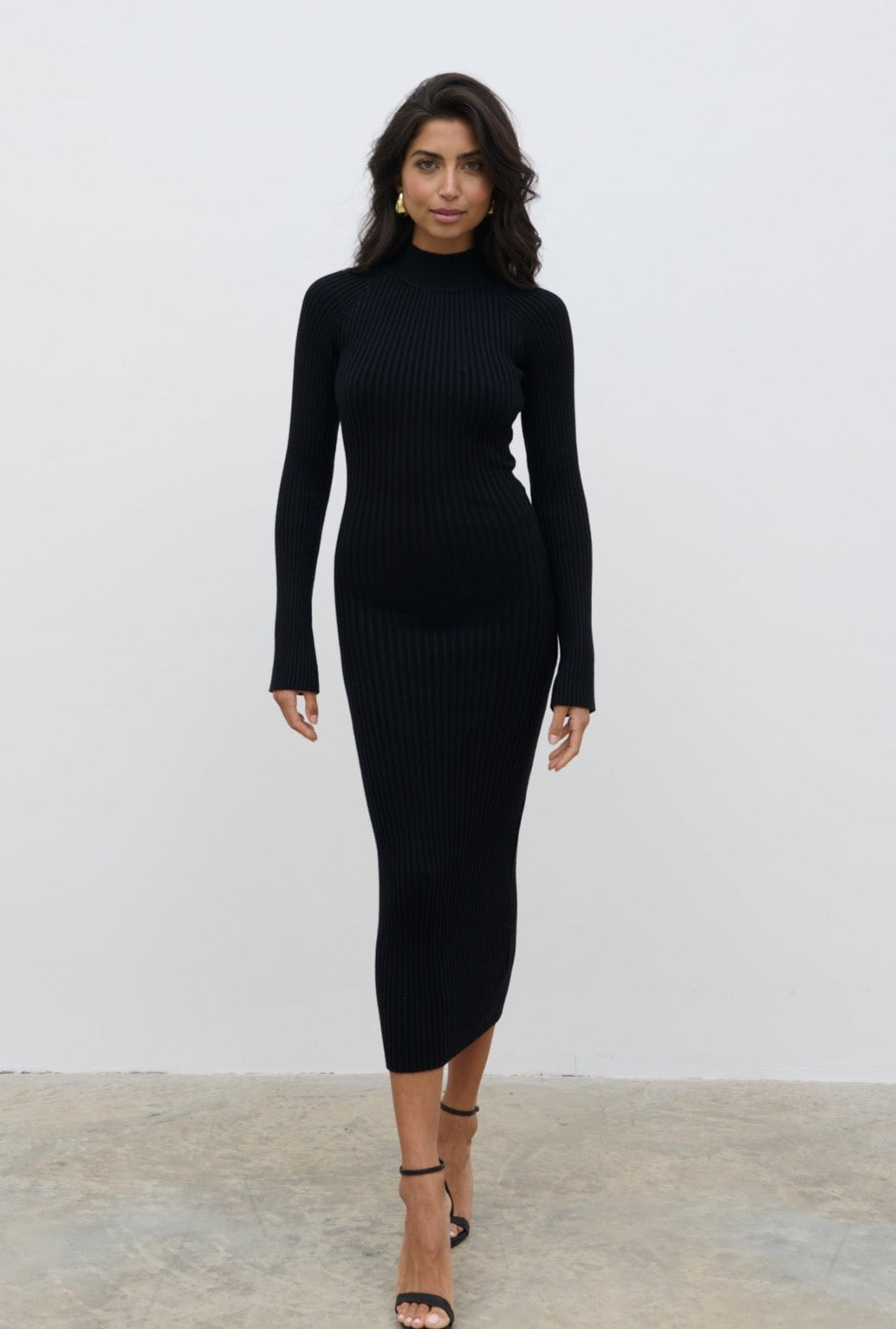 Abbey Knit Midaxi Dress - Black