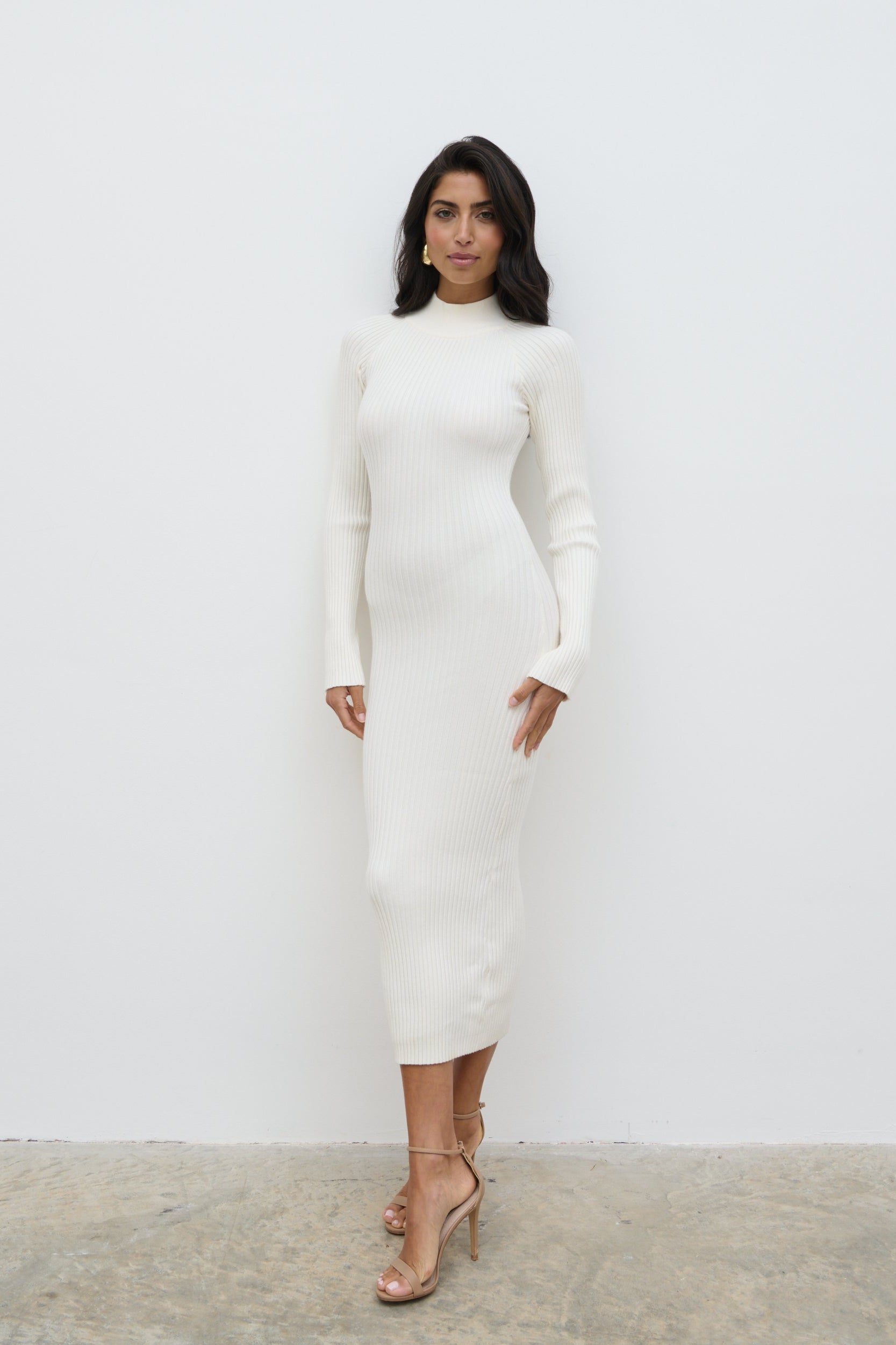 Abbey Knit Midaxi Dress Cream
