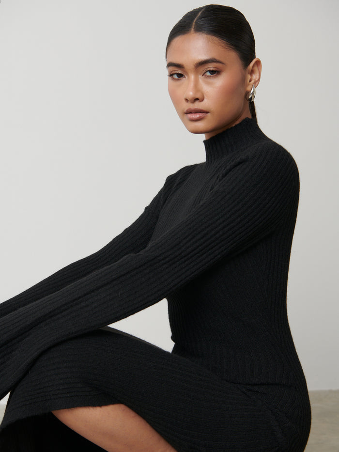Pretty Lavish Milena Bandeau Flower Midaxi Knit Dress In Black