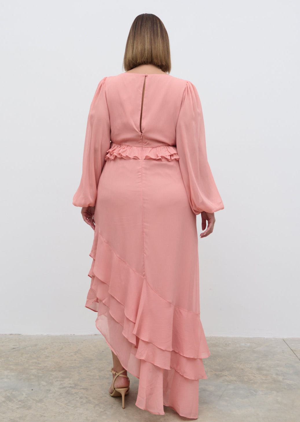 Adelina Cut Out Ruffle Maxi Dress Curve - Apricot Ice Pretty Lavish Adelina Cut Out Ruffle Maxi Dress Curve - Apricot Ice Pretty Lavish
