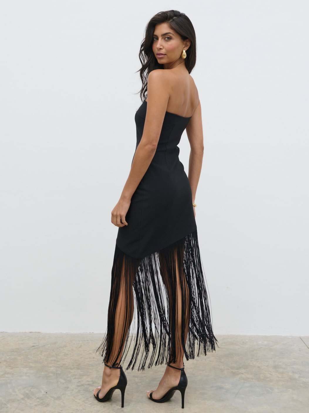 Eliana Bandeau Fringed Dress - Black