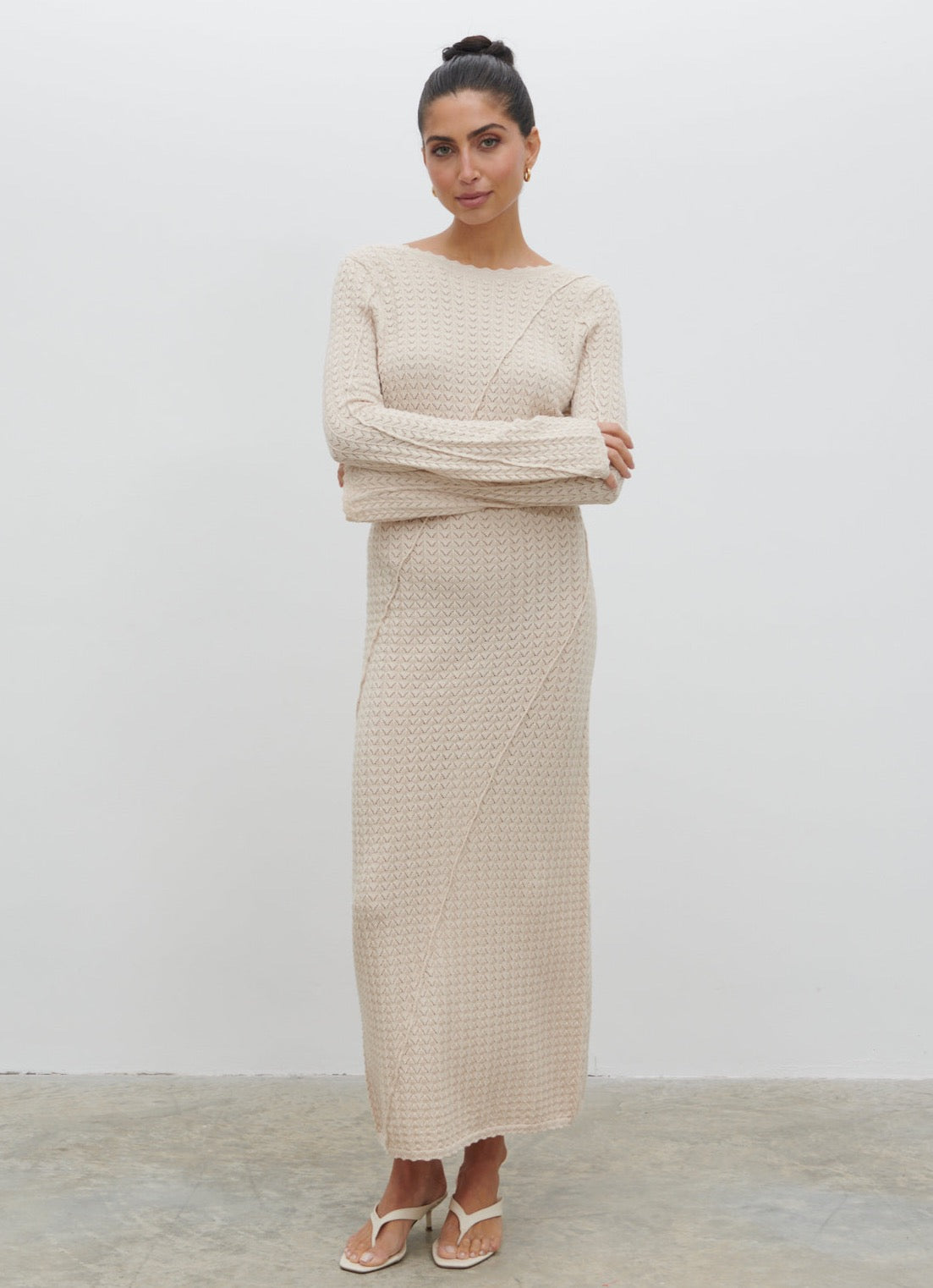 Adeline Knit Midaxi Dress - Beige