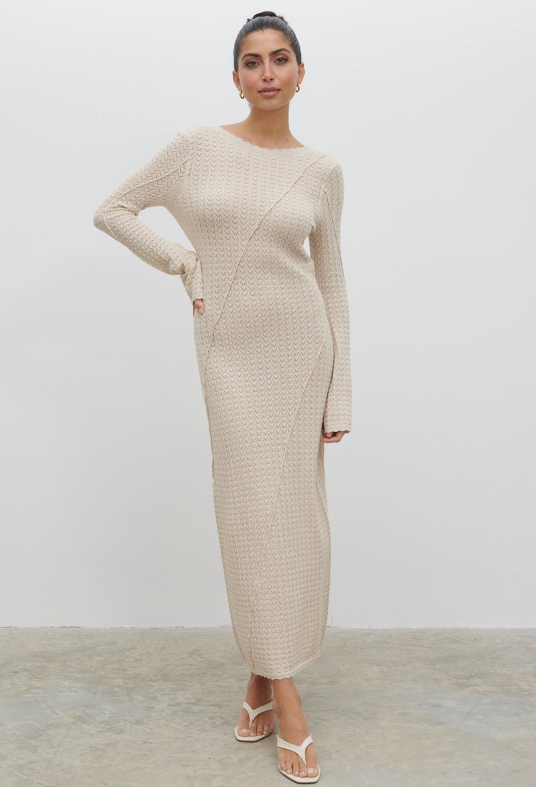 Adeline Knit Midaxi Dress - Beige