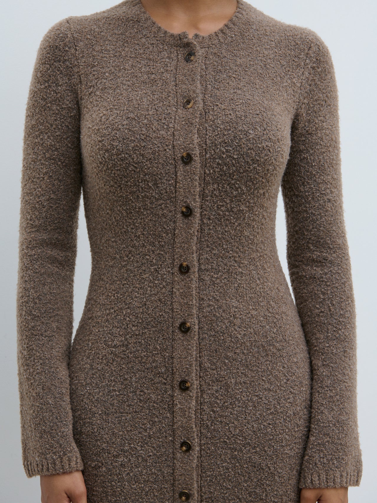 Aida Mini Button Down Knit Dress - Mocha