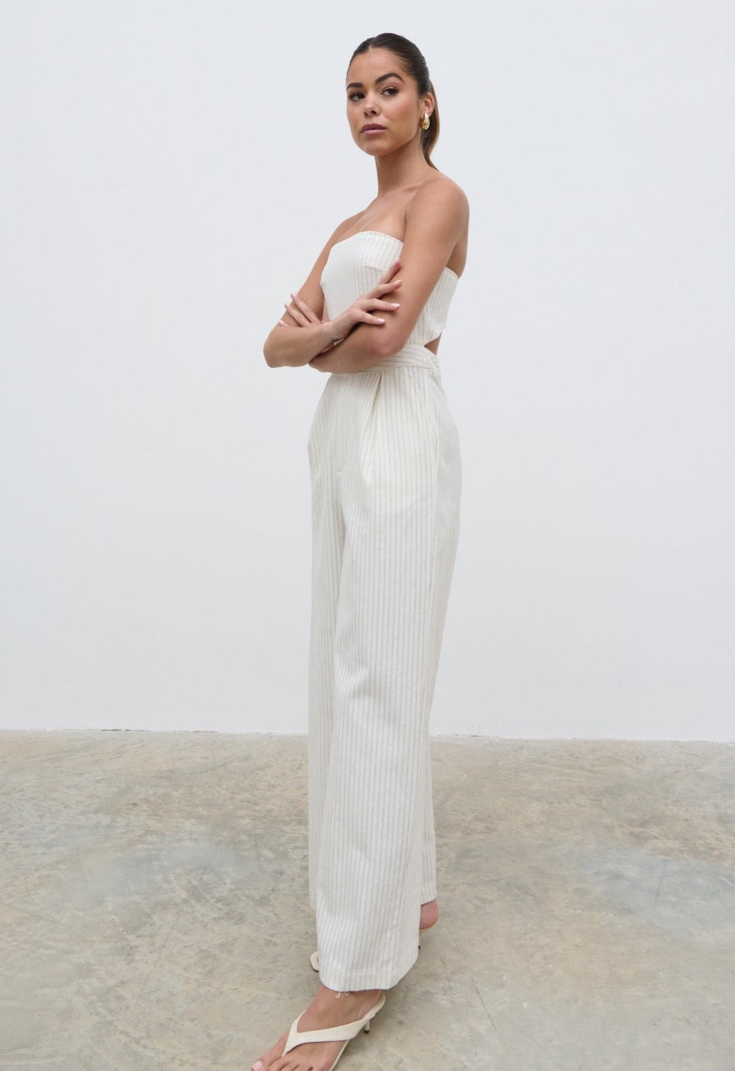 Alita Bandeau Jumpsuit - Pinstripe