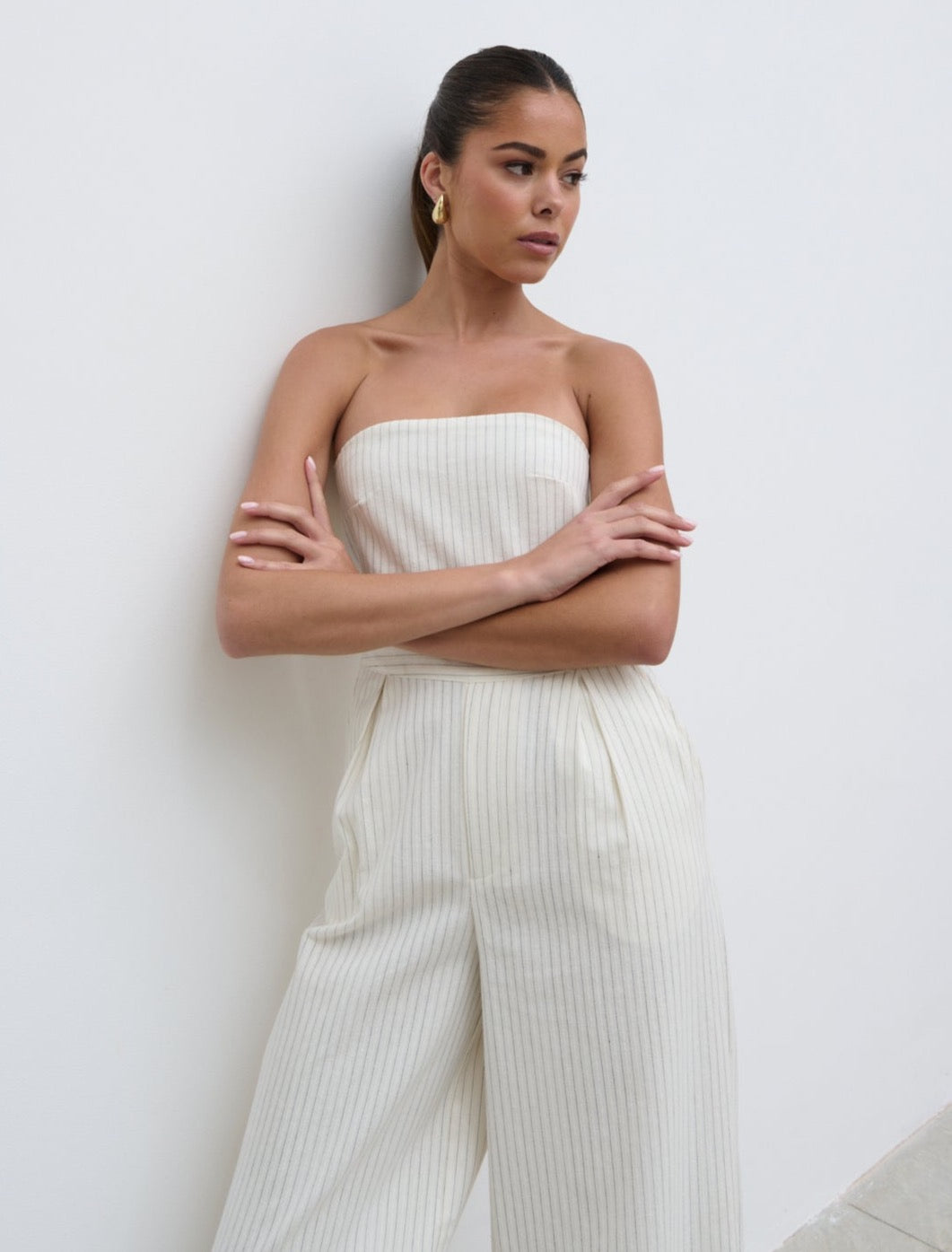 Alita Bandeau Jumpsuit - Pinstripe