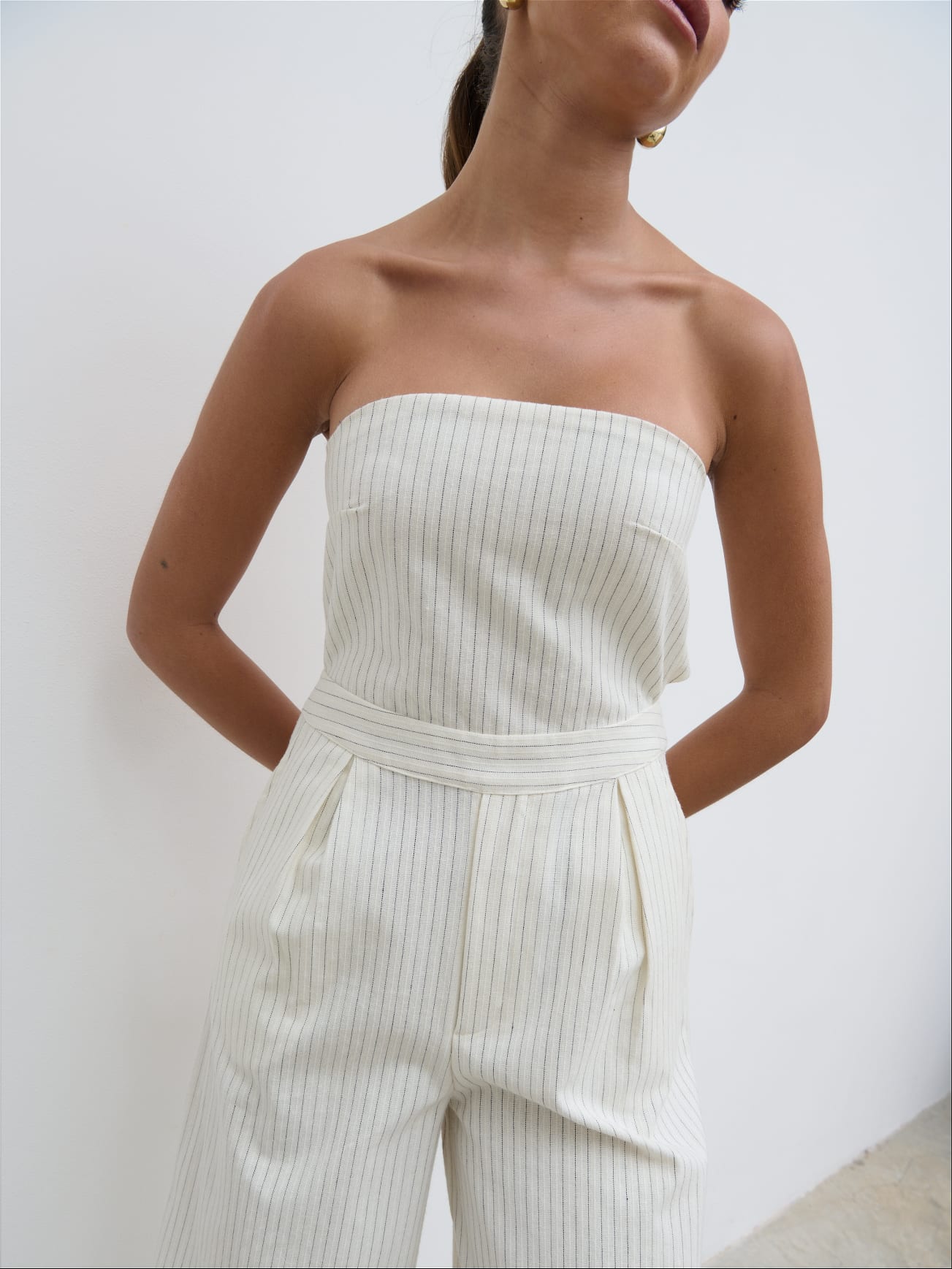 Alita Bandeau Jumpsuit Pinstripe