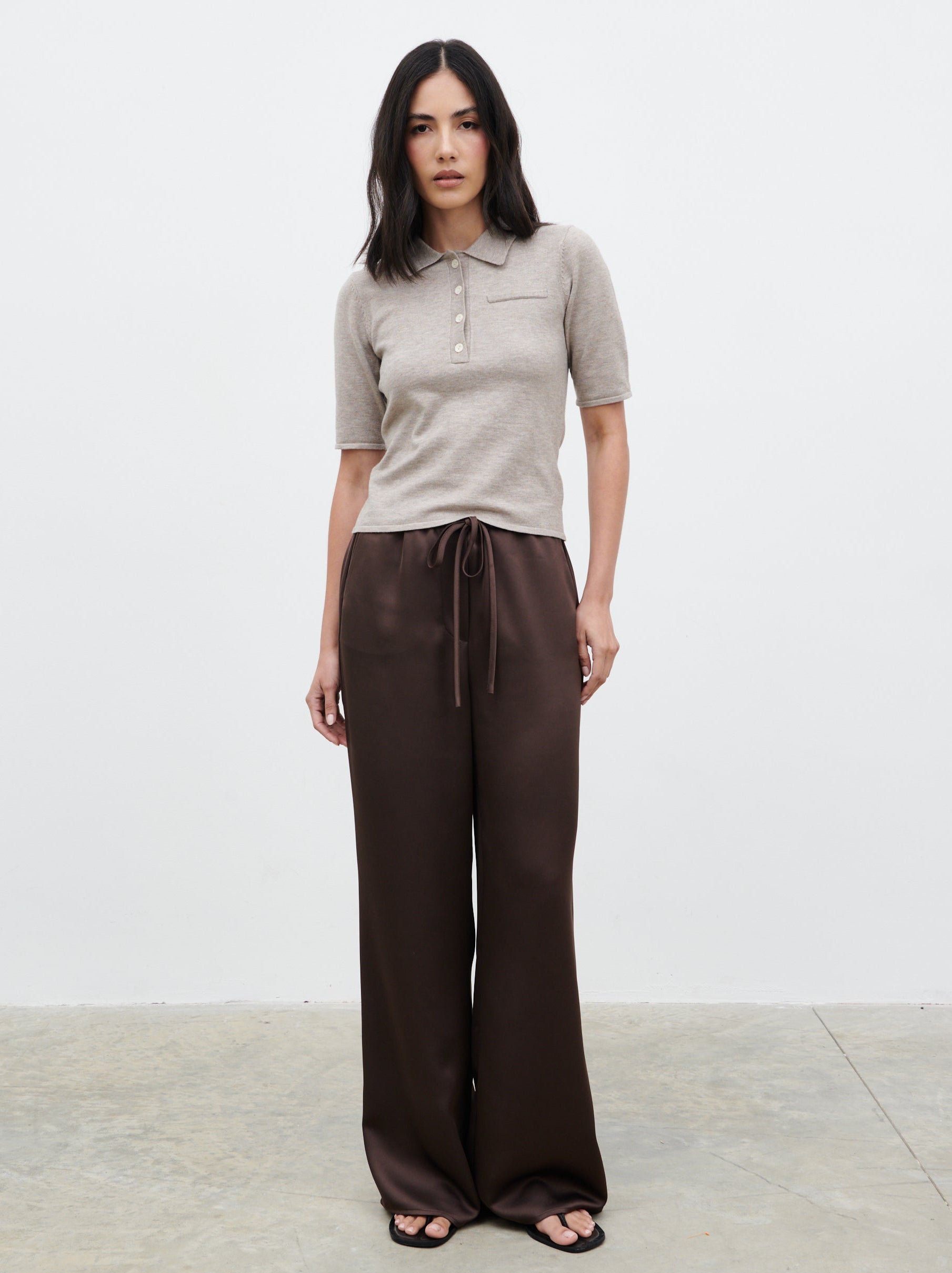 Alva Knitted Polo Top Light