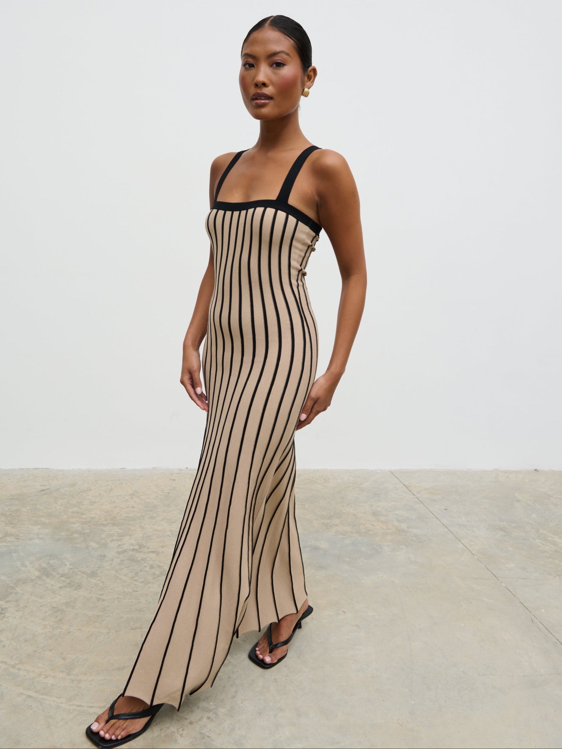 Alyssia Stripe Long Midaxi Knit Dress