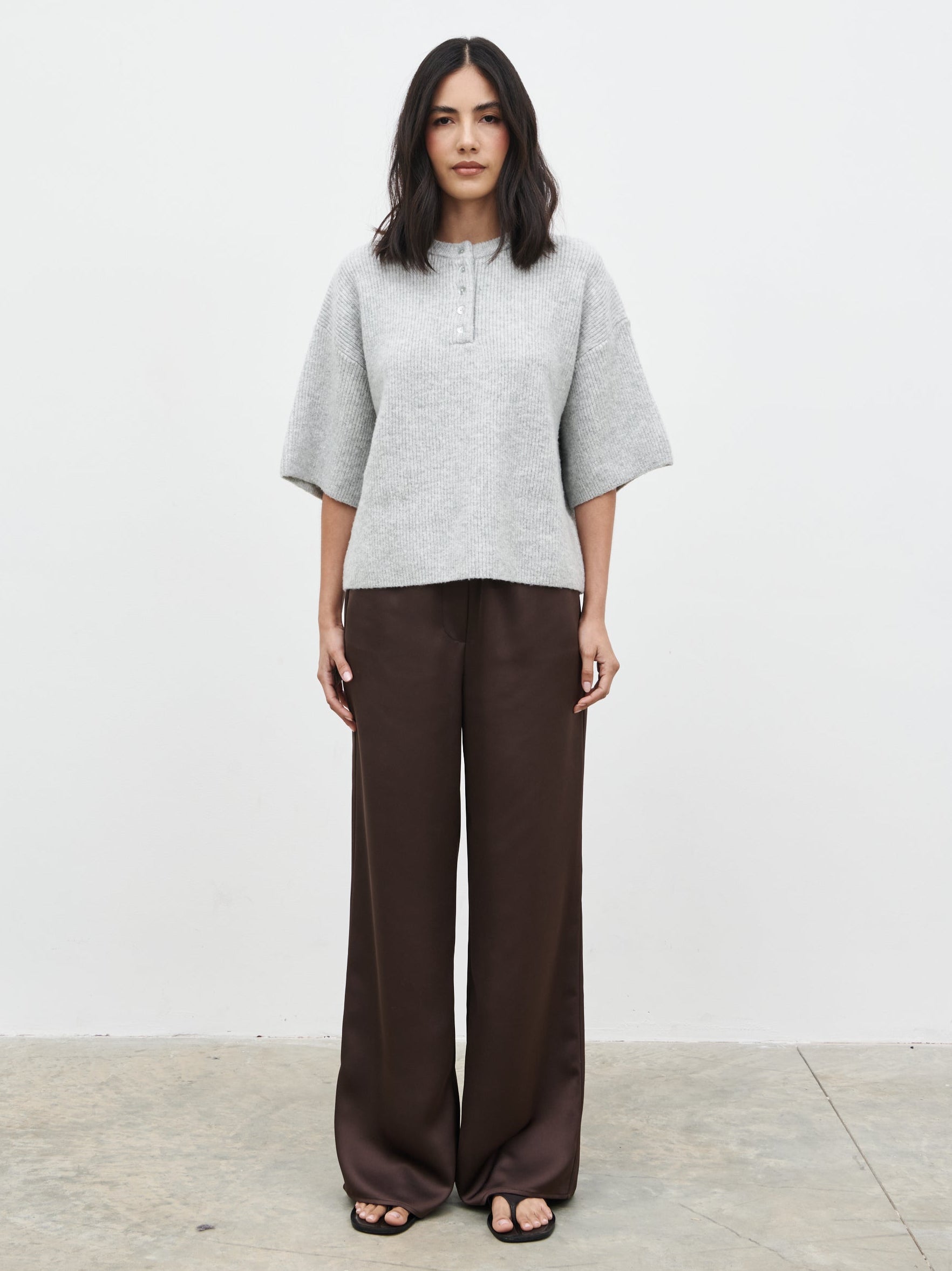 Amari Fluffy Knit Top - Grey Marl – Pretty Lavish