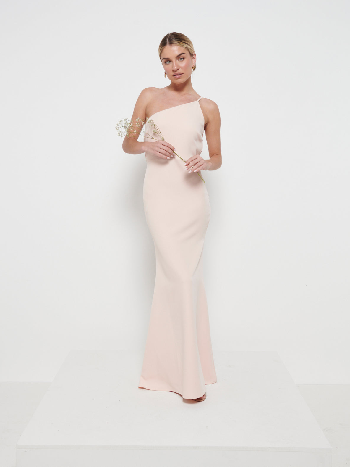 Amelia Crepe Maxi Bridesmaid Dress - Blush