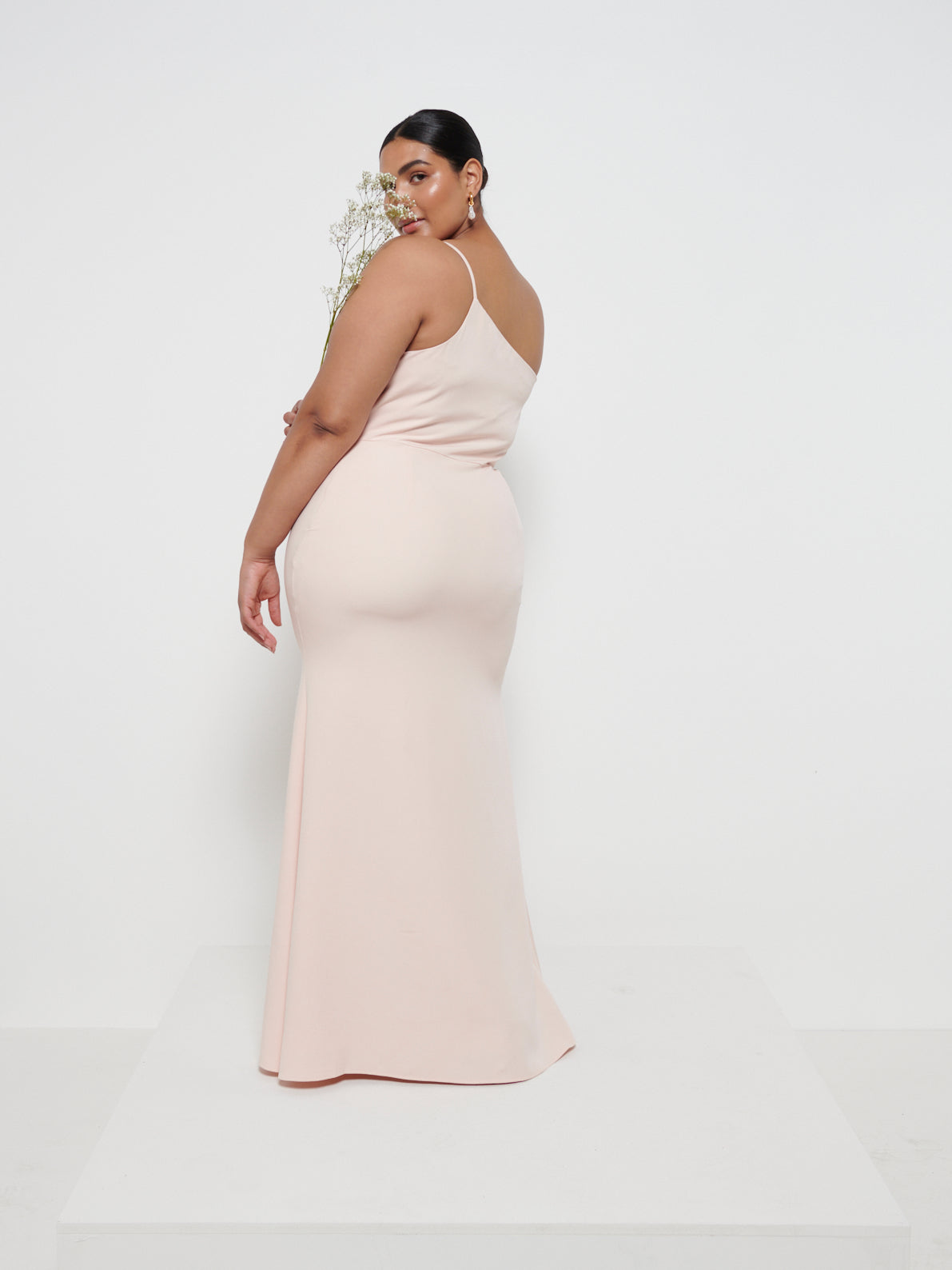 Amelia Crepe Maxi Bridesmaid Dress Curve - Blush