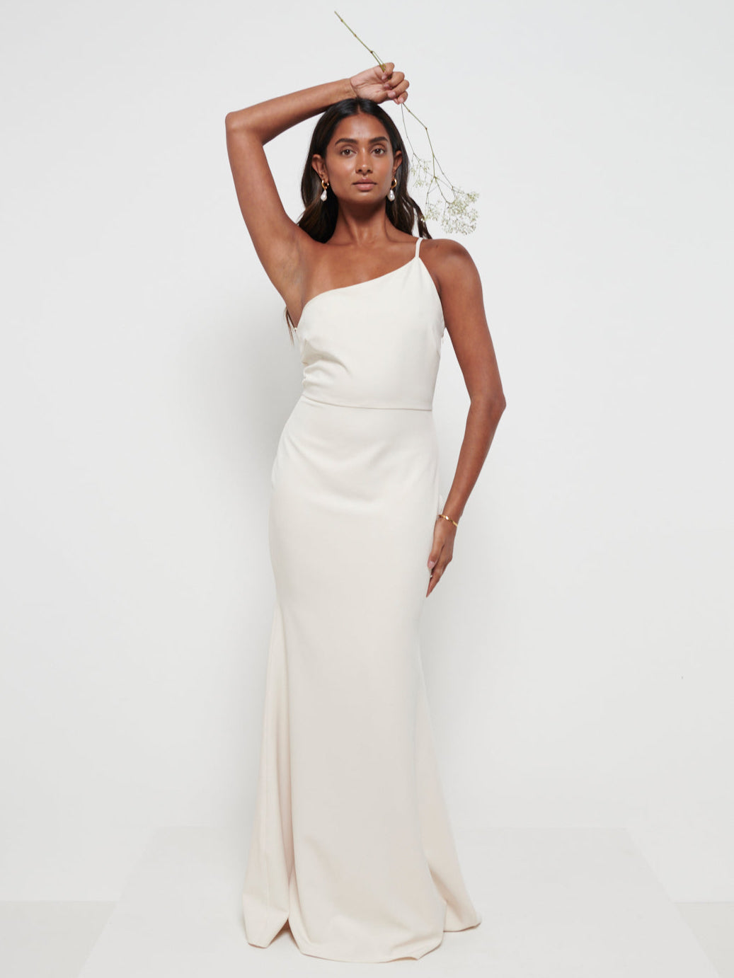 Amelia Crepe Bridesmaid Maxi Dress Champagne