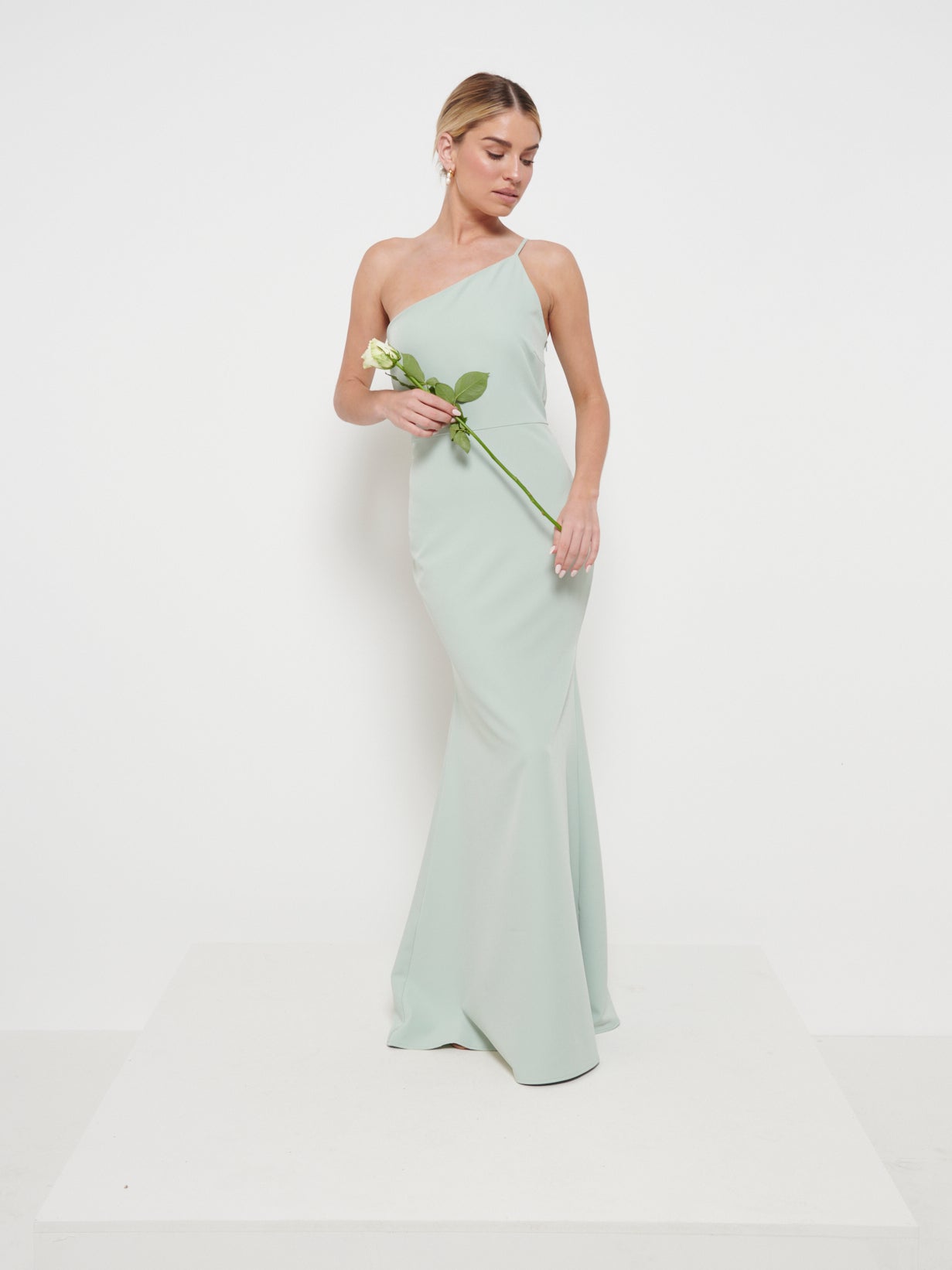 Amelia Crepe Maxi Bridesmaid Dress - Sage