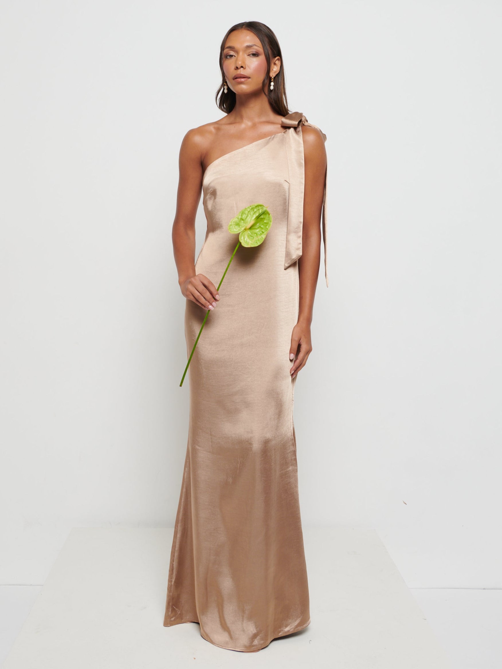 Amelia Tie Maxi Bridesmaid Dress - Matte Mocha Amelia Tie Maxi Bridesmaid Dress - Matte Mocha