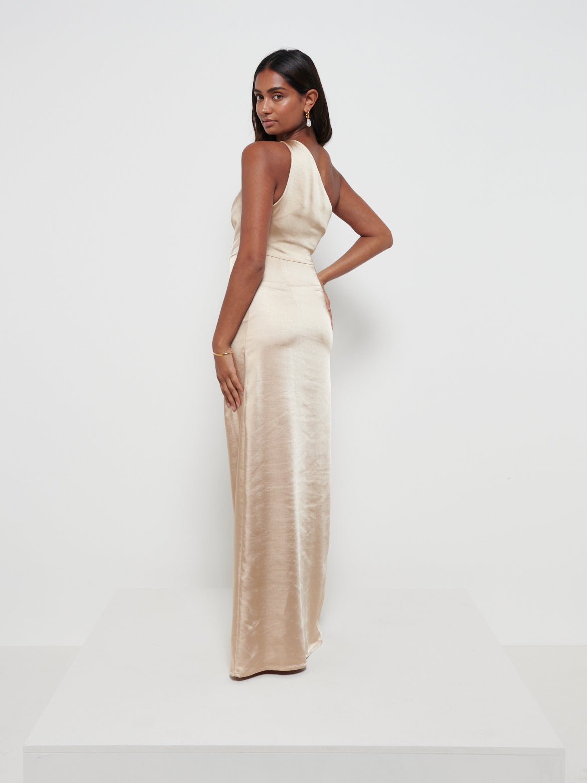 Amelia Ruched Maxi Bridesmaid Dress - Matte Bronze Pretty Lavish Amelia Ruched Maxi Bridesmaid Dress - Matte Bronze Pretty Lavish