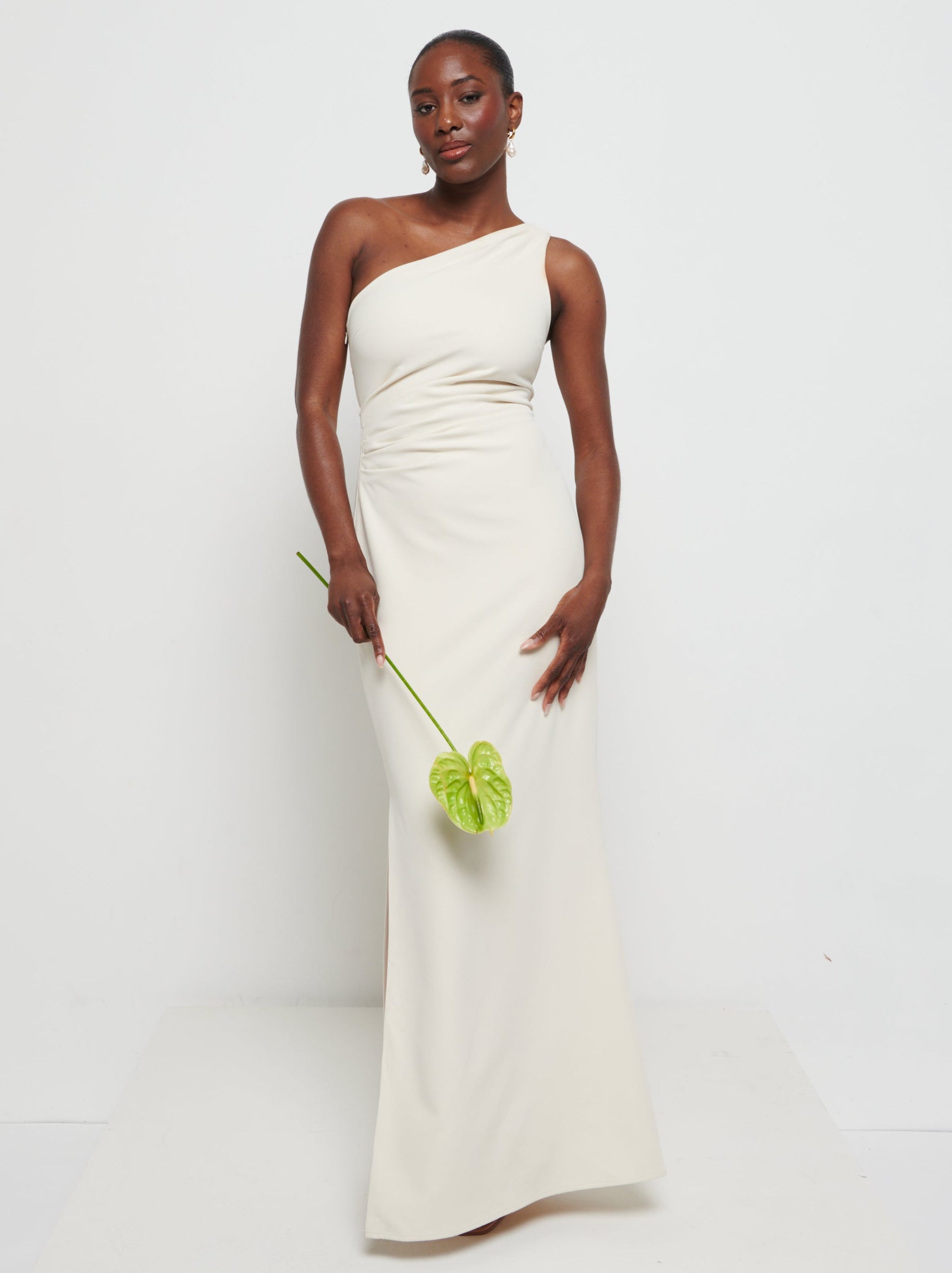 Amelia Crepe Ruched Maxi Bridesmaid Dress