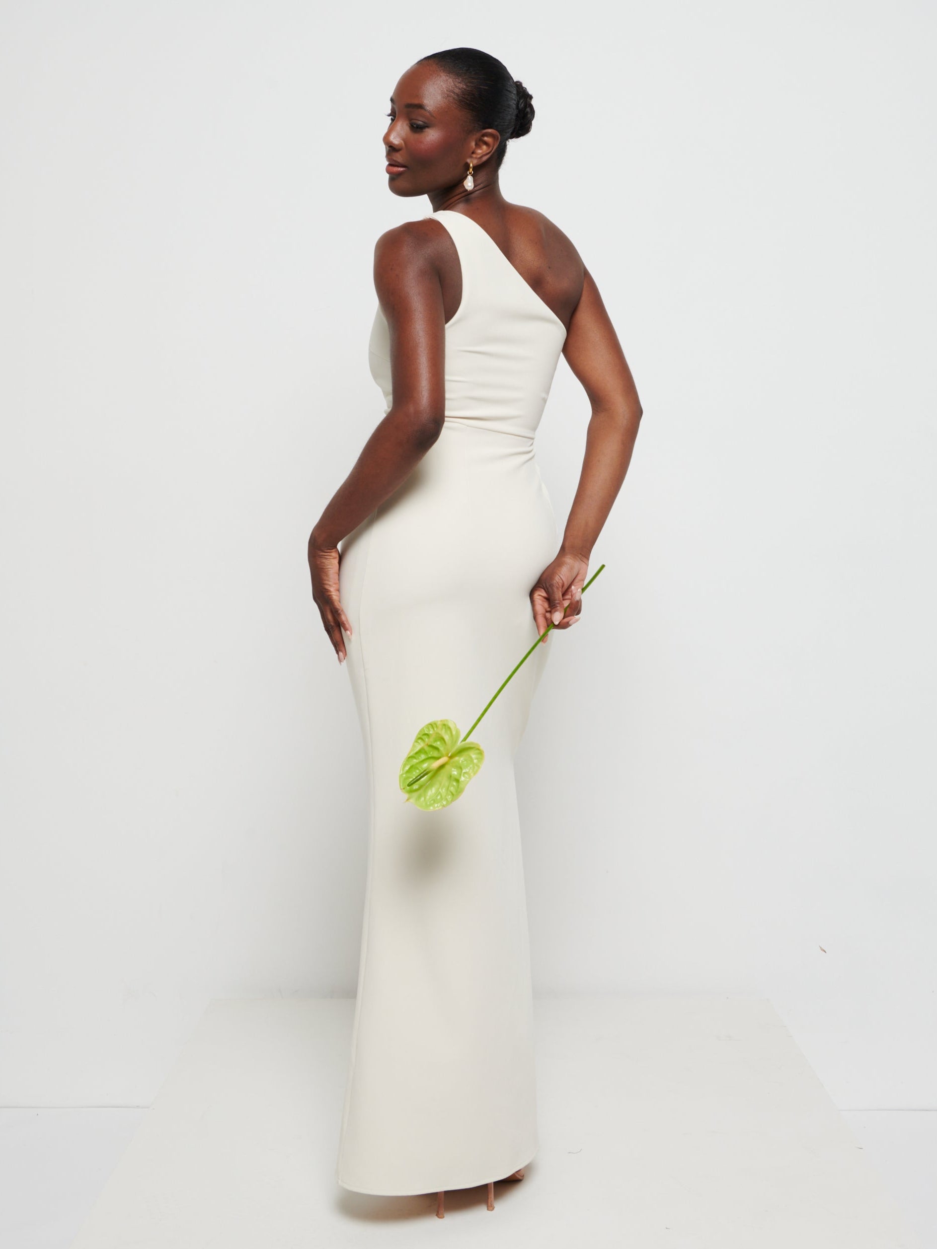 amelia ruched maxi bridesmaid dress Amelia Crepe Ruched Maxi Bridesmaid Dress