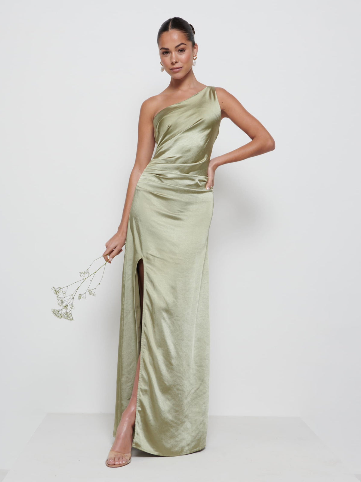 pretty lavish olive bridesmaid dress Amelia Ruched Maxi Bride Style:SD103E984 Chronic Fatigue Coral Sunset Peonies Bridesmaid Satin Charmeuse