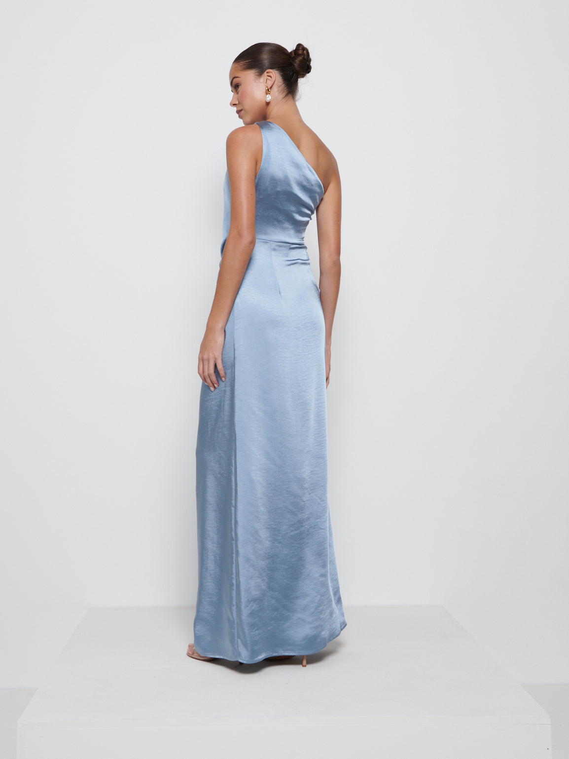 Amelia Ruched Maxi Bridesmaid Dress - Dusty Blue