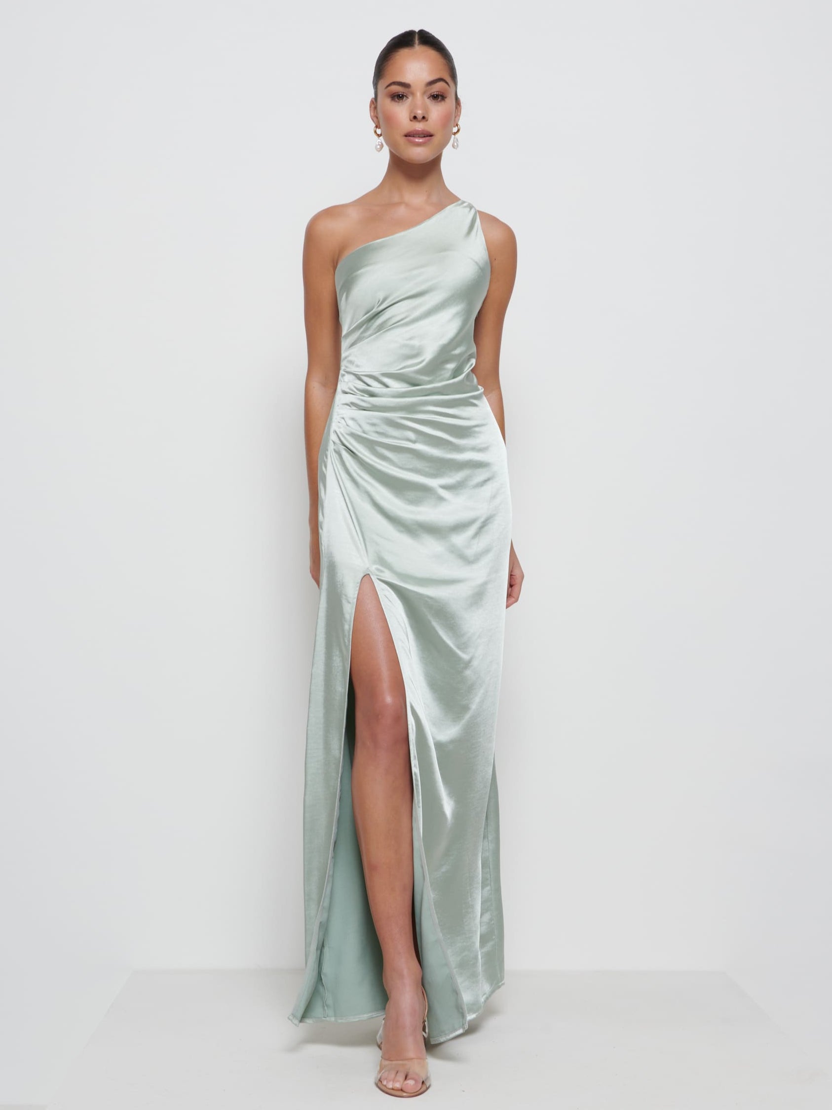 Amelia Ruched Maxi Bridesmaid Dress - Matte Sage Amelia Ruched Maxi Bridesmaid Dress - Matte Sage