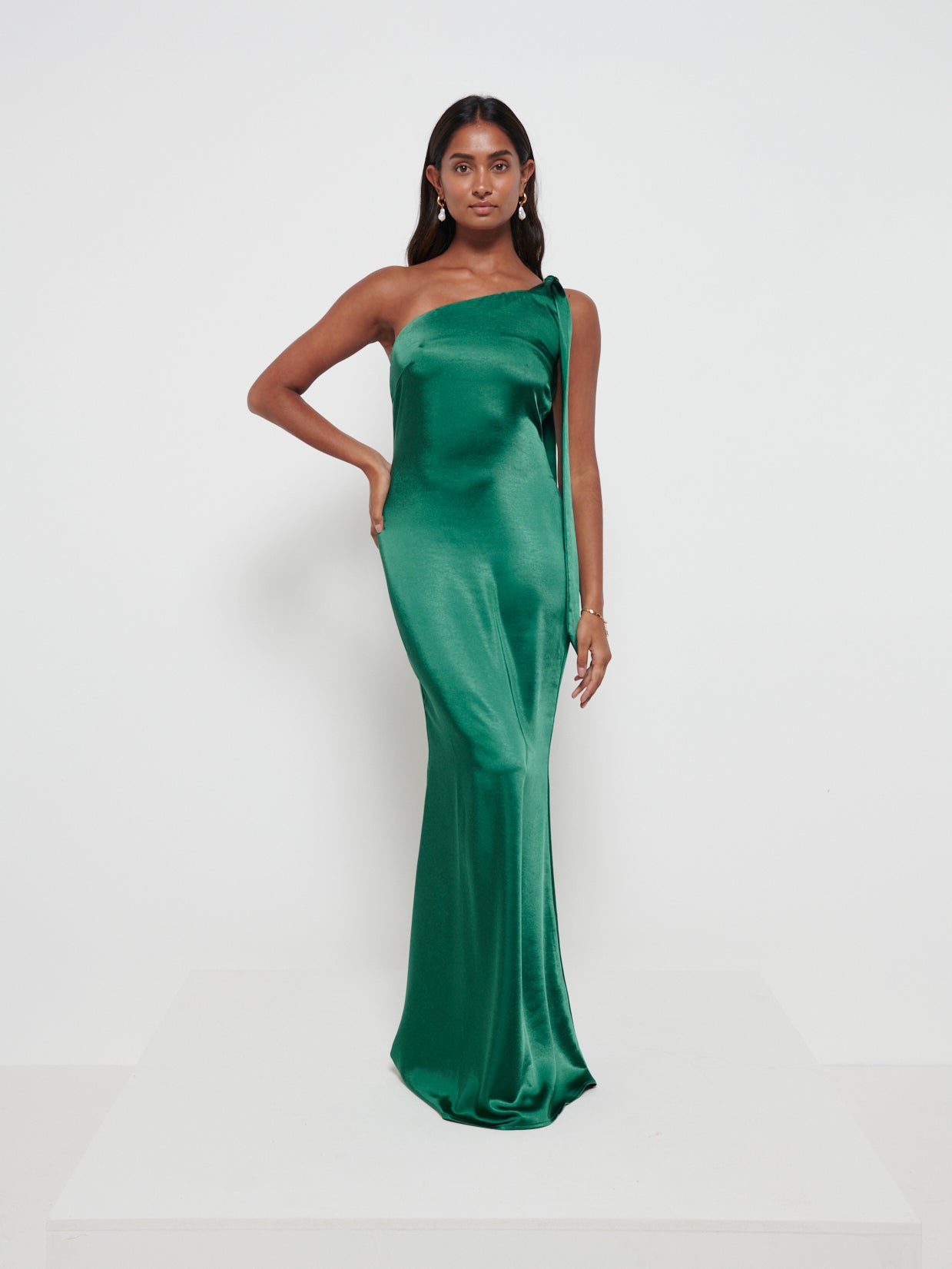 Amelia Tie Maxi Bridesmaid Dress - Matte Emerald