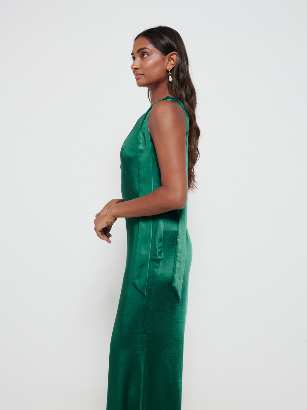 Amelia Tie Maxi Bridesmaid Dress - Matte Emerald – Pretty Lavish