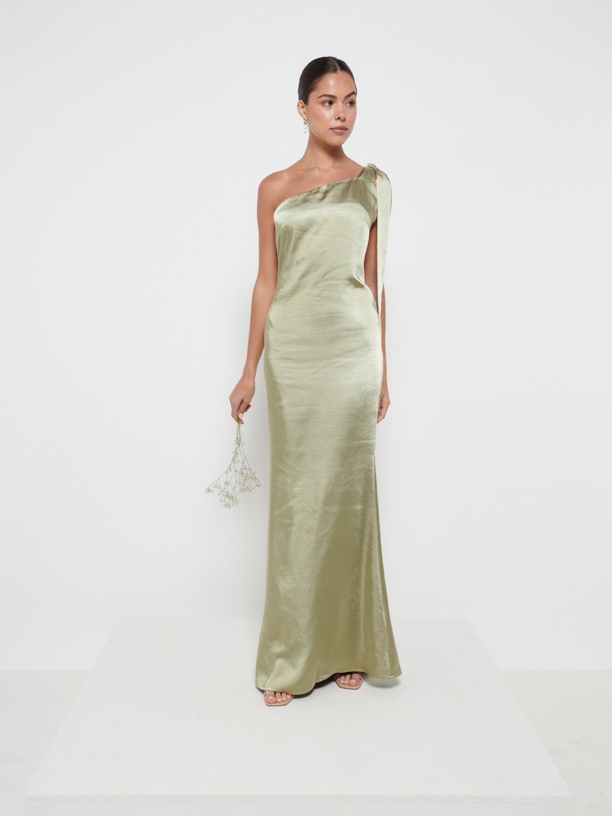 Amelia Tie Maxi Bridesmaids Dress - Matte Olive