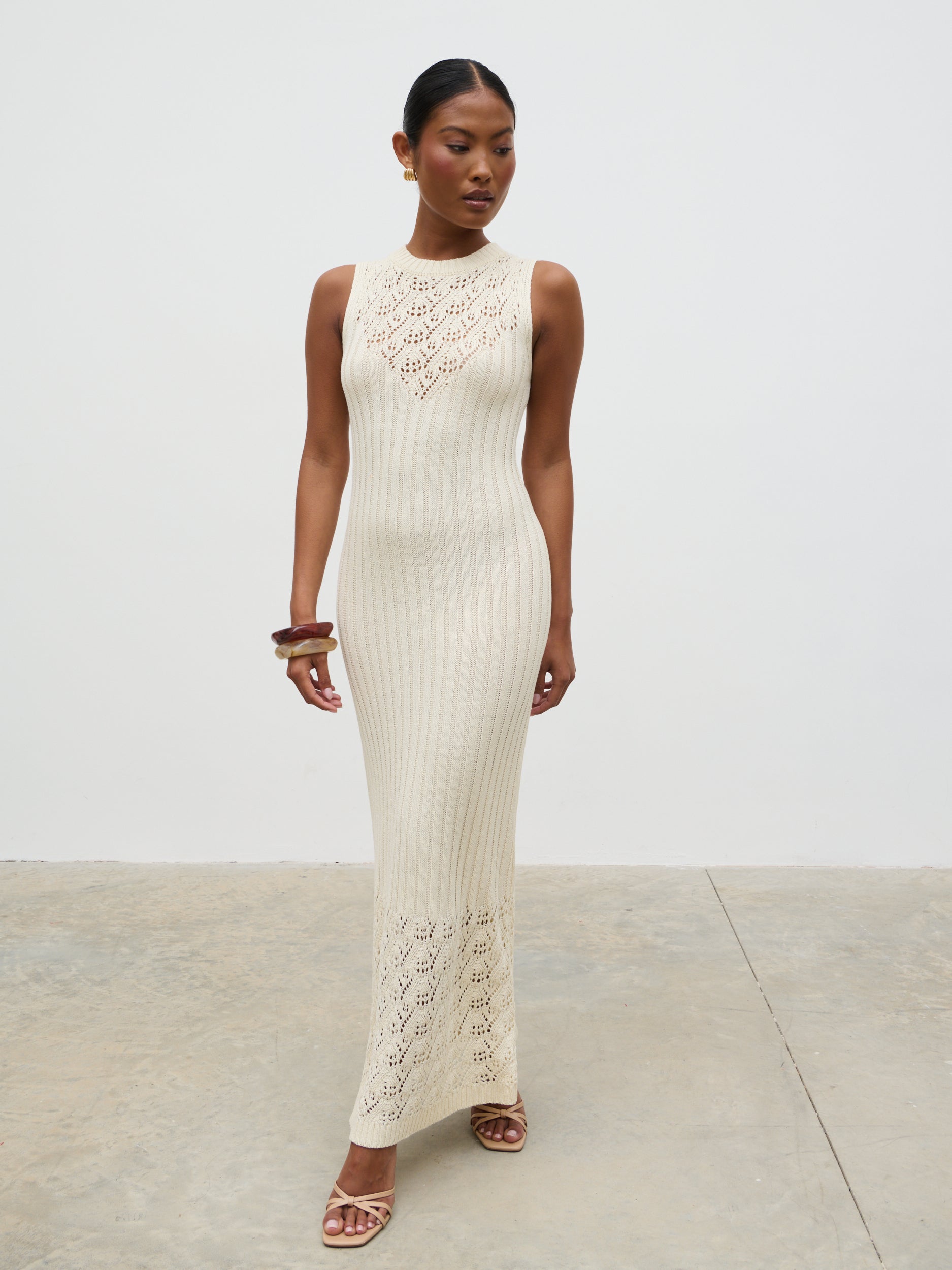 Amiri Crotchet Knit Midaxi Dress - Cream Pretty Lavish Amiri Crotchet Knit Midaxi Dress - Cream Pretty Lavish