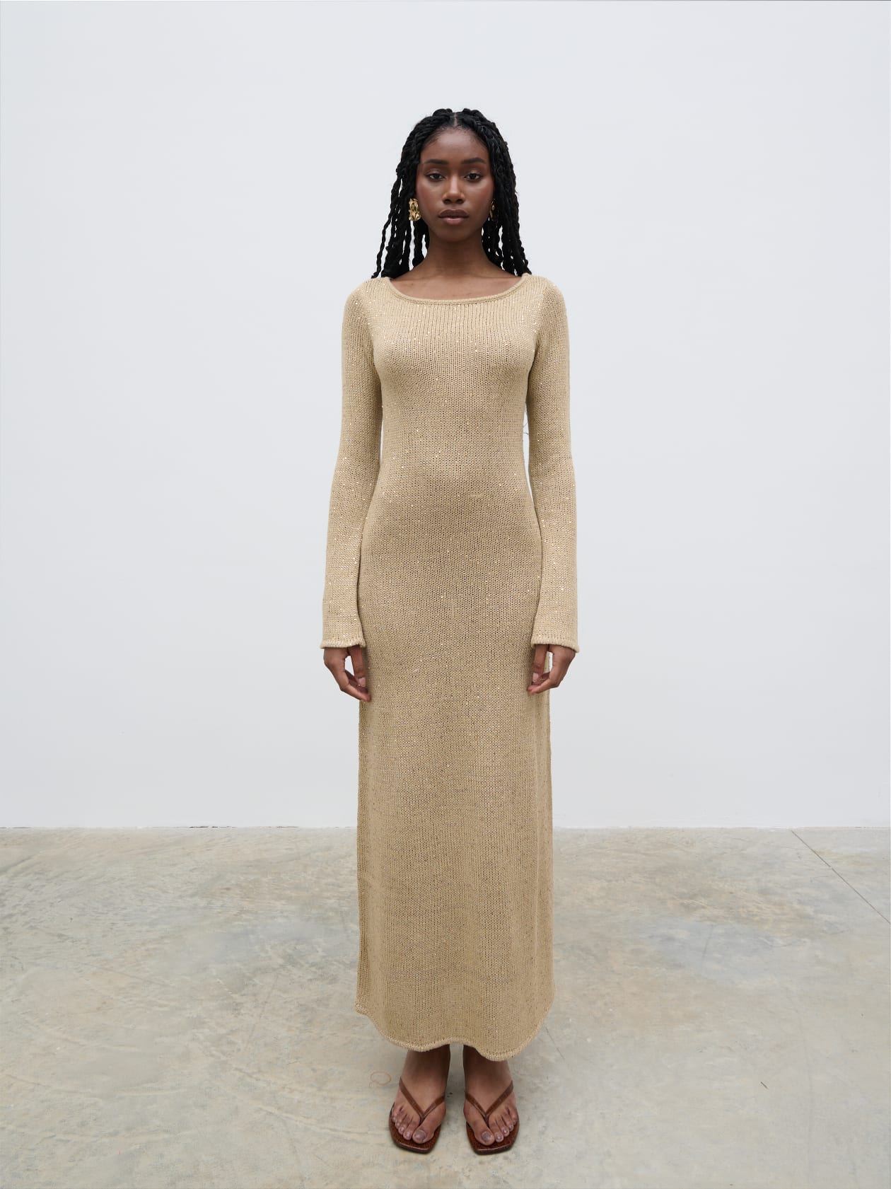 Anastasia Sequin Maxi Knit Dress - Gold Pretty Lavish Anastasia Sequin Maxi Knit Dress - Gold Pretty Lavish