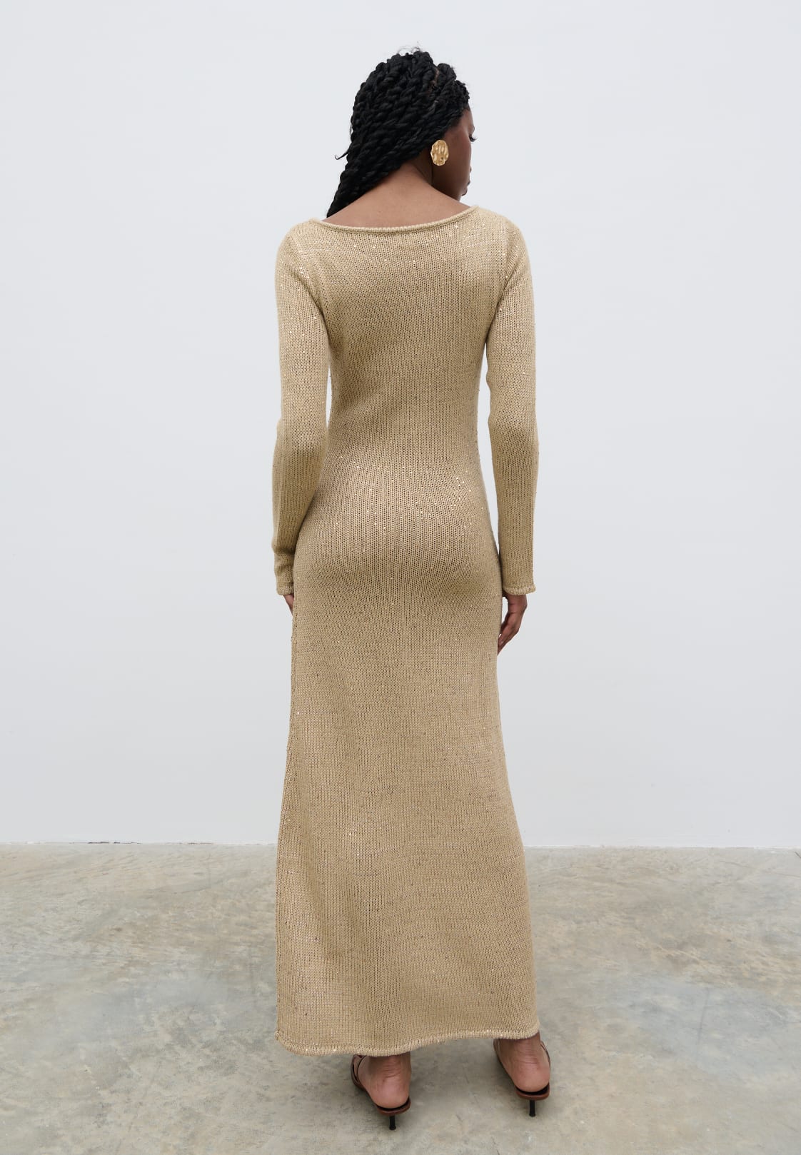 Anastasia Sequin Maxi Knit Dress - Gold Pretty Lavish Anastasia Sequin Maxi Knit Dress - Gold Pretty Lavish
