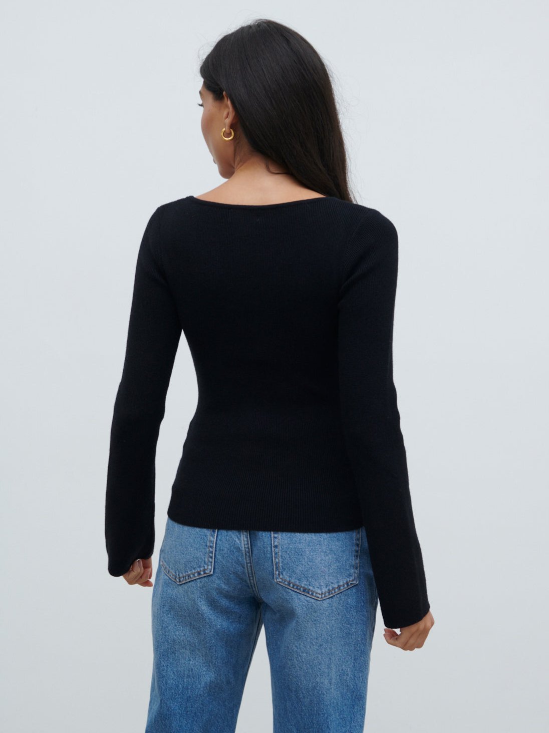 Annabeth Bow Knit Top - Black with Cream Bows