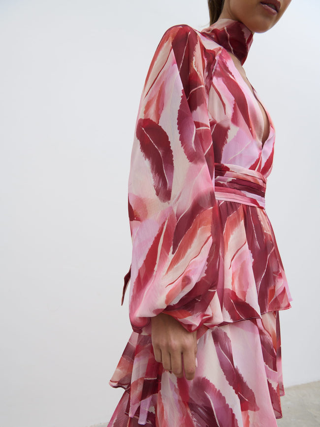 Altantsetseg Ruch Plunge Ruffle Maxi Dress