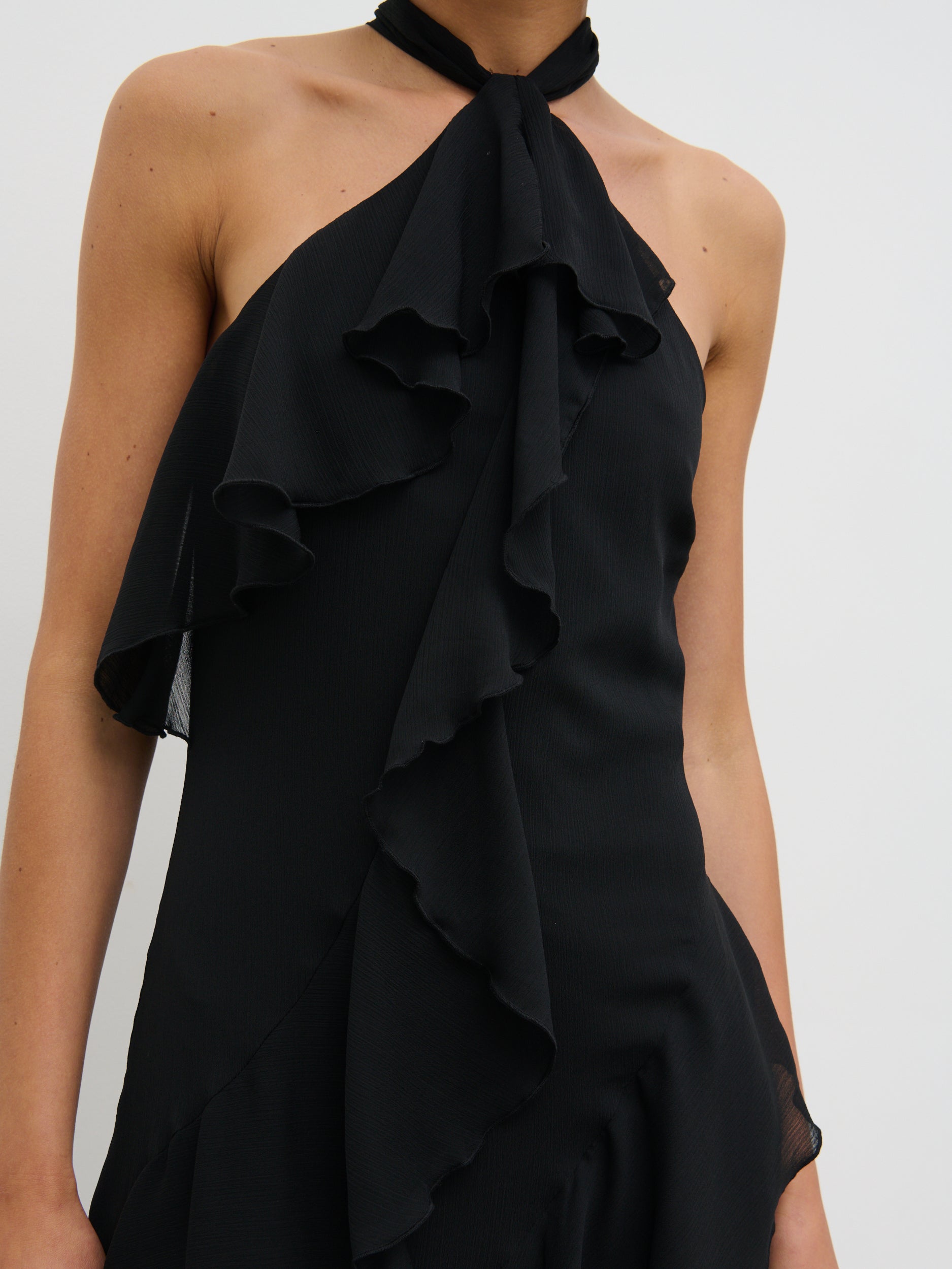 Aria Halter Neck Ruffle Maxi Dress - Black Pretty Lavish Aria Halter Neck Ruffle Maxi Dress - Black Pretty Lavish