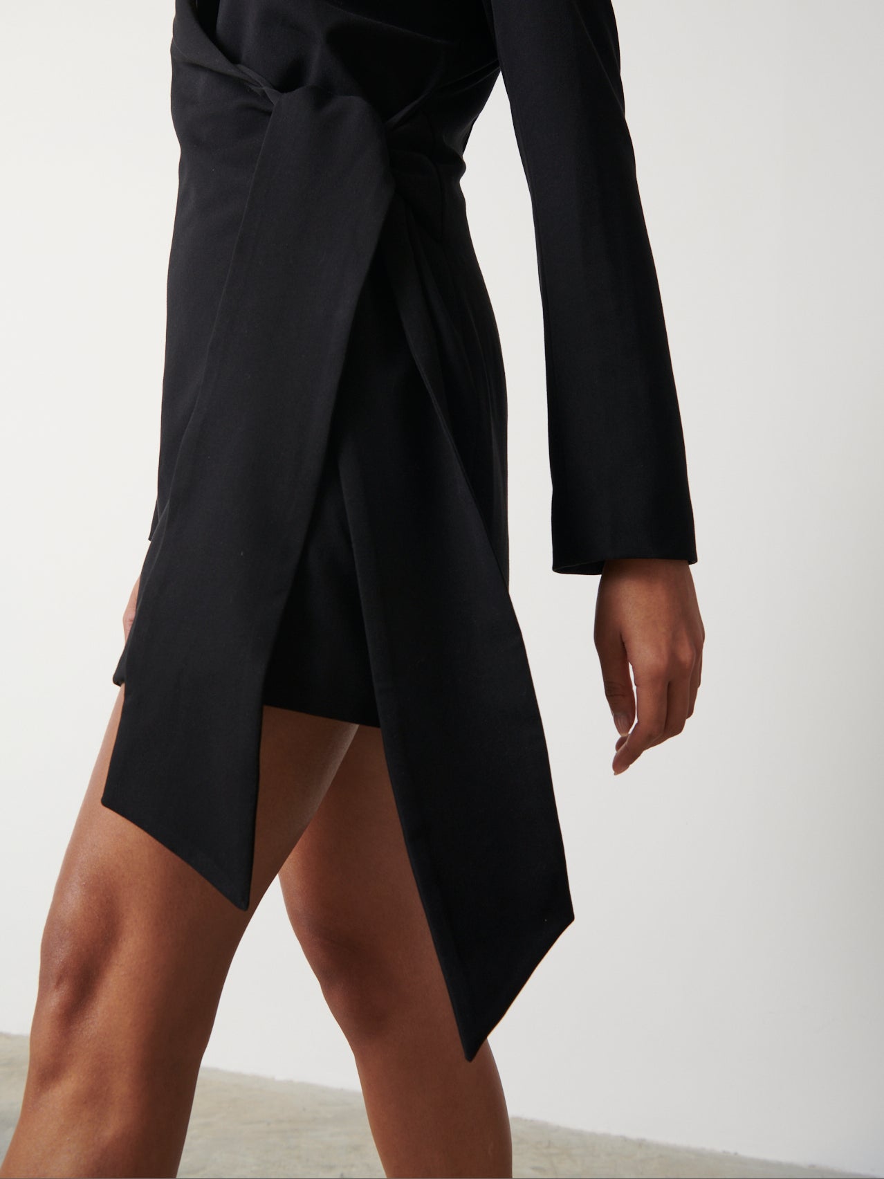 Arielle Wrap Tie Blazer Dress - Black