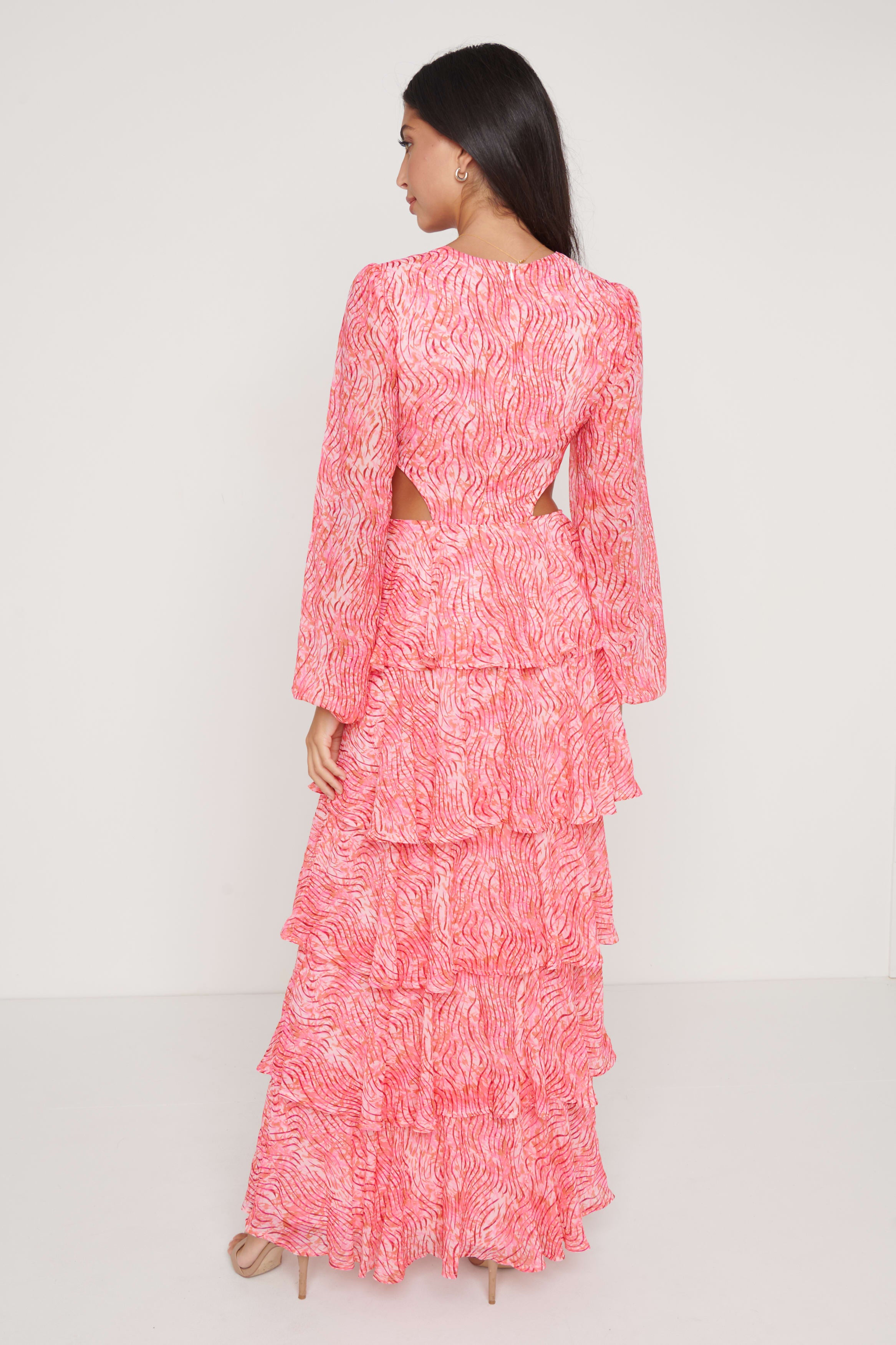 chiffon flare sleeve cut out maxi dress Ashton Cut Out Maxi Dress