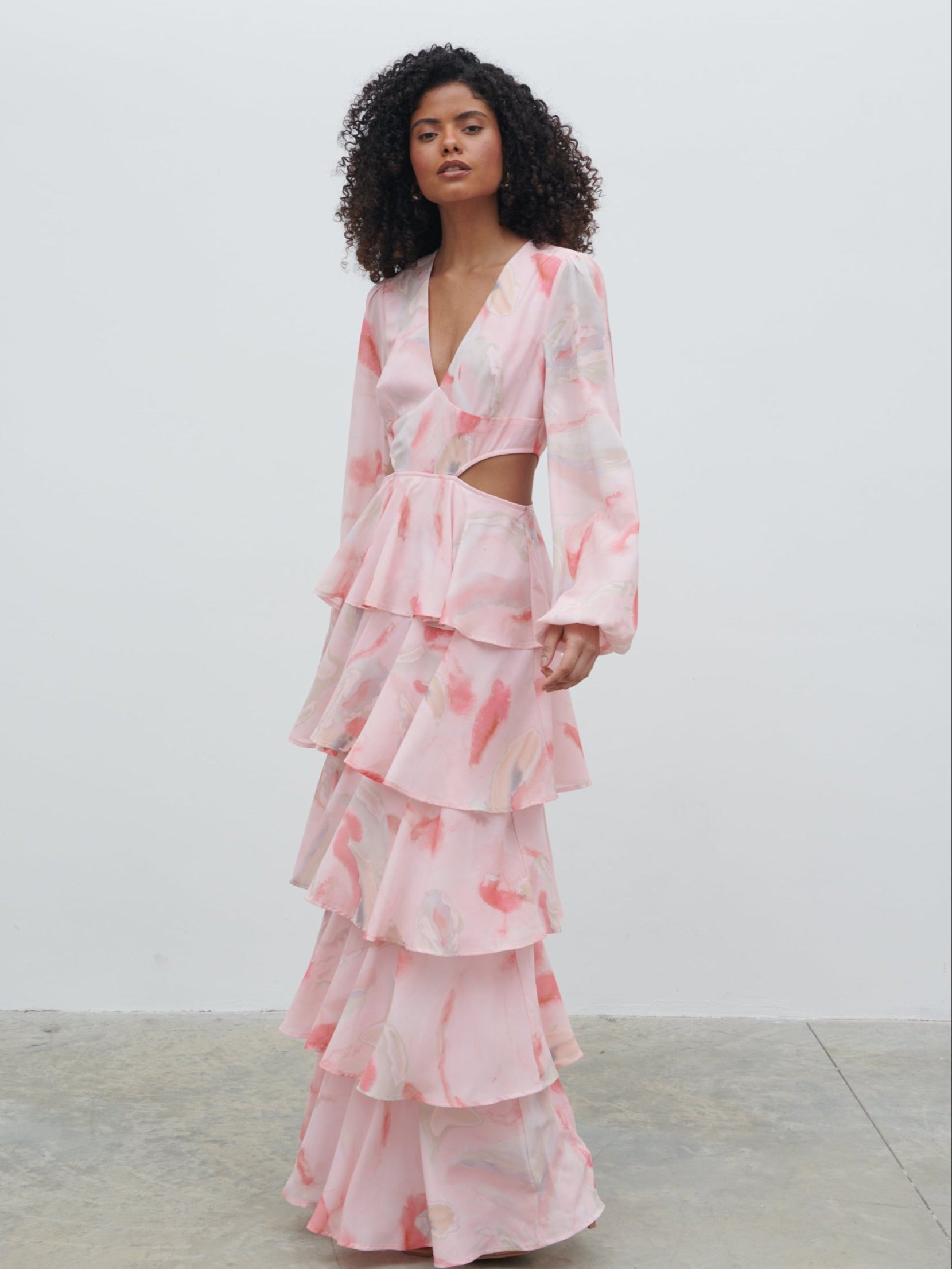 Ashton Cut Out Maxi Dress - Pink Marble Ombre