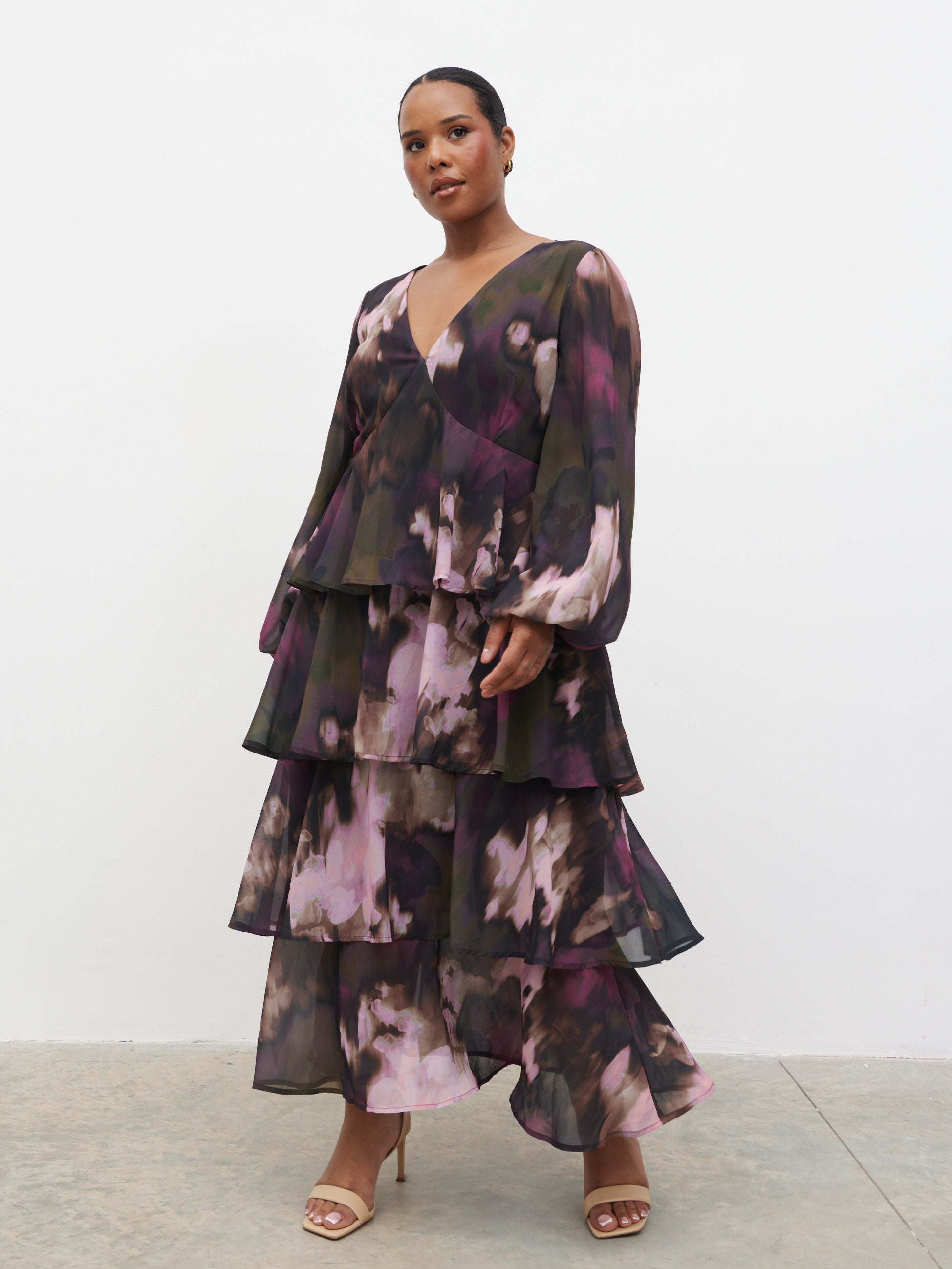 strapless open back dress Ashton Ruffle Midi Dress Curve