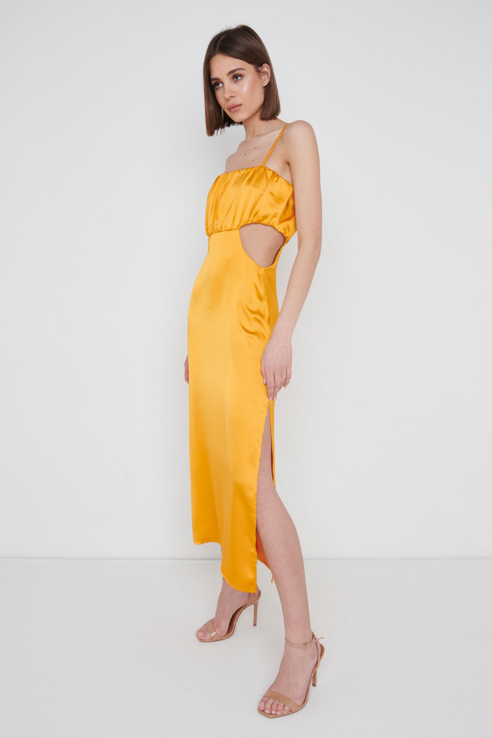 Ava Cut Out Bandeau Midaxi Dress - Tangerine