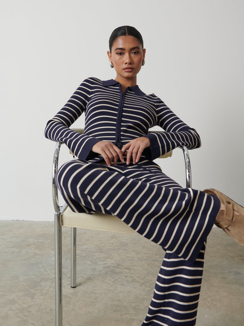 Ava Striped Knit- Navy